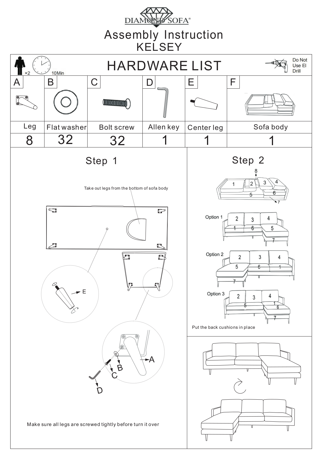 Diamond Sofa CDCR1355 Installation & Assembly - ManualMachine.com