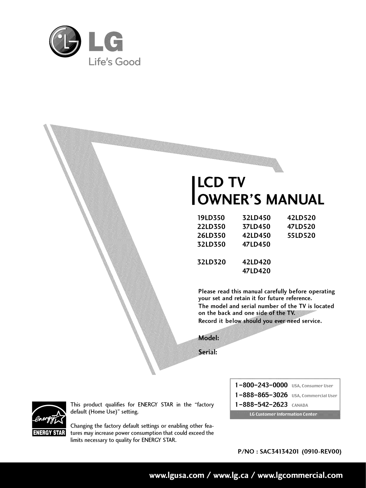 LG 55LD520, 47LD520, 47LD450, 42LD520, 42LD450 Owner’s Manual