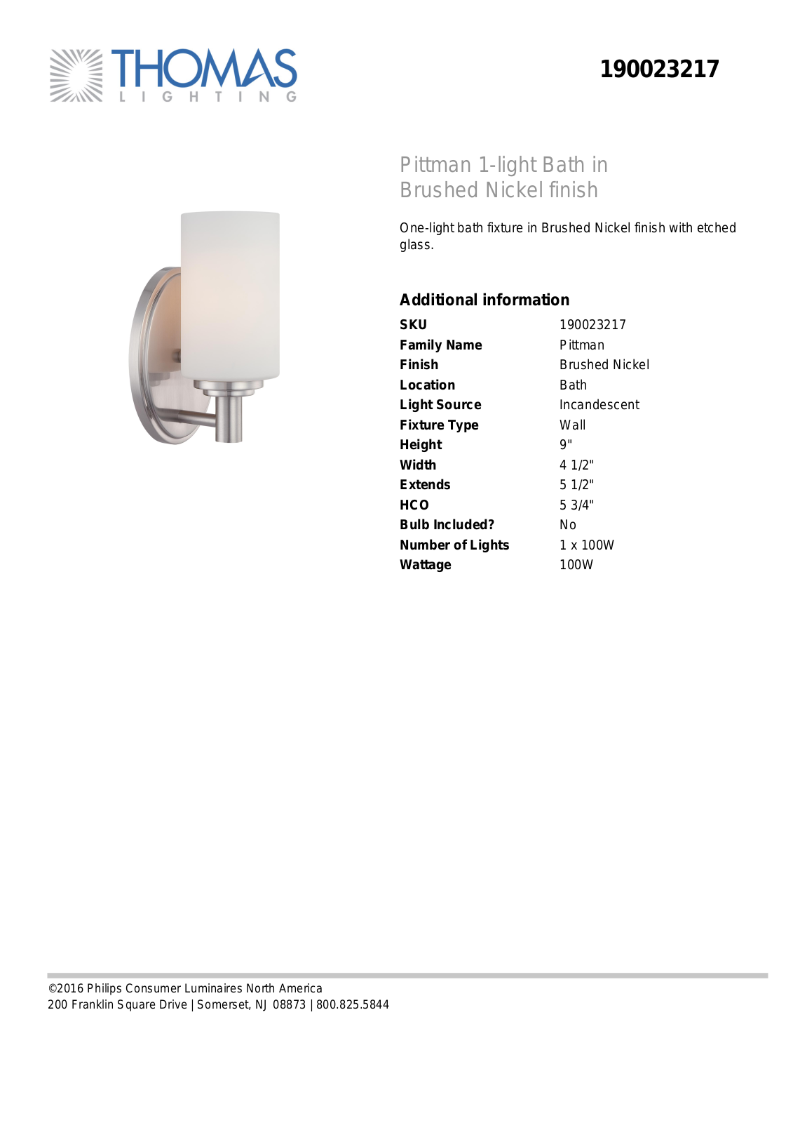 Thomas Lighting 190023217 User Manual - ManualMachine.com