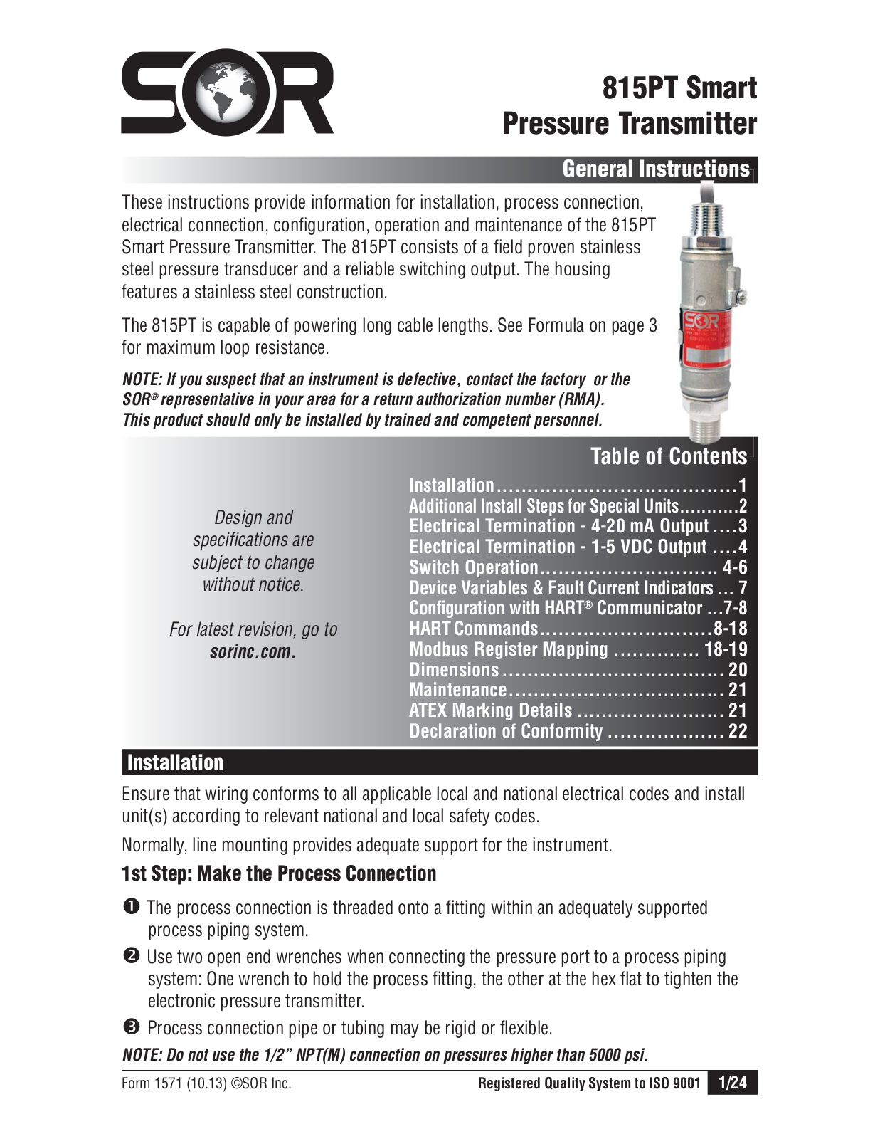 SOR 815PT User Manual - ManualMachine.com