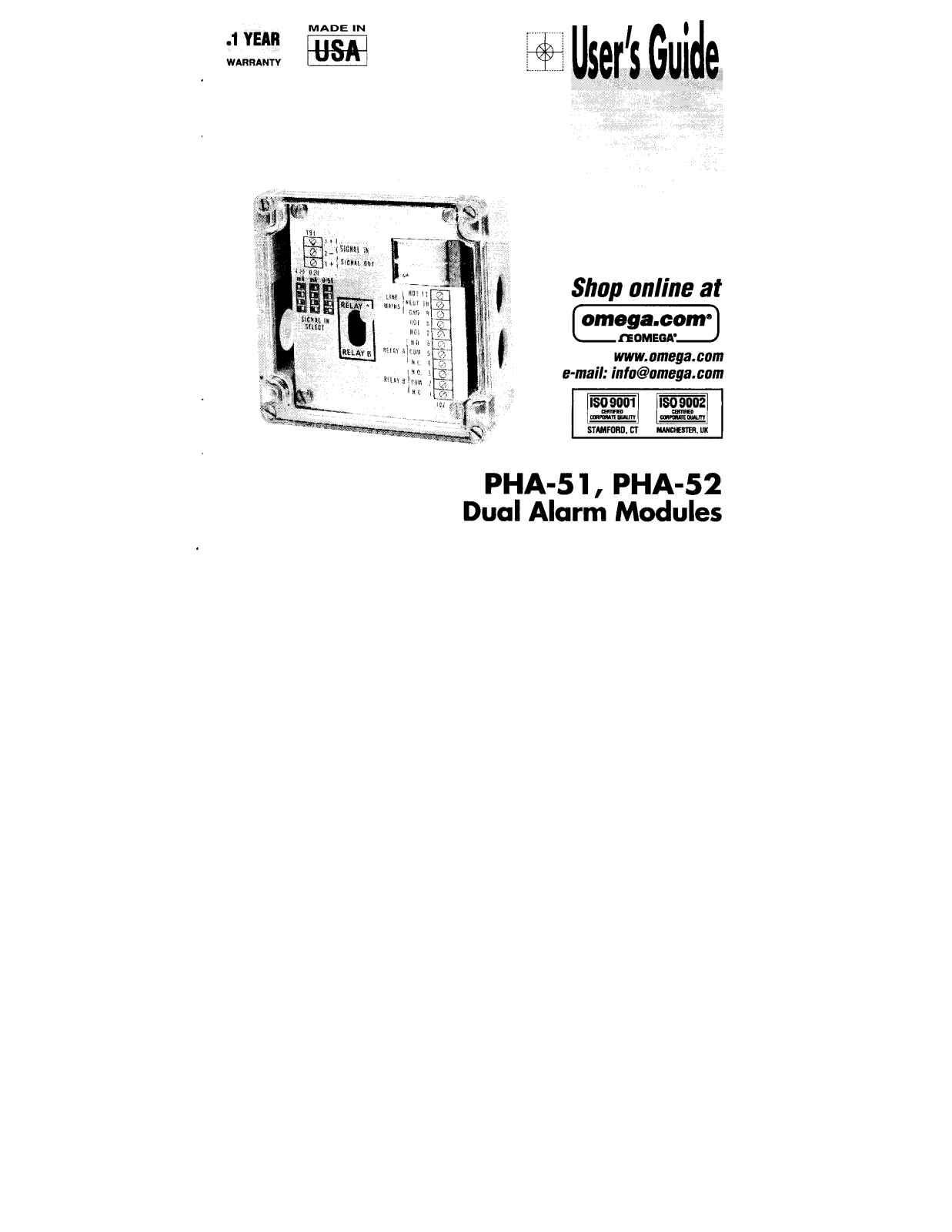 Omega PHA-51, PHA-52 User guide - ManualMachine.com