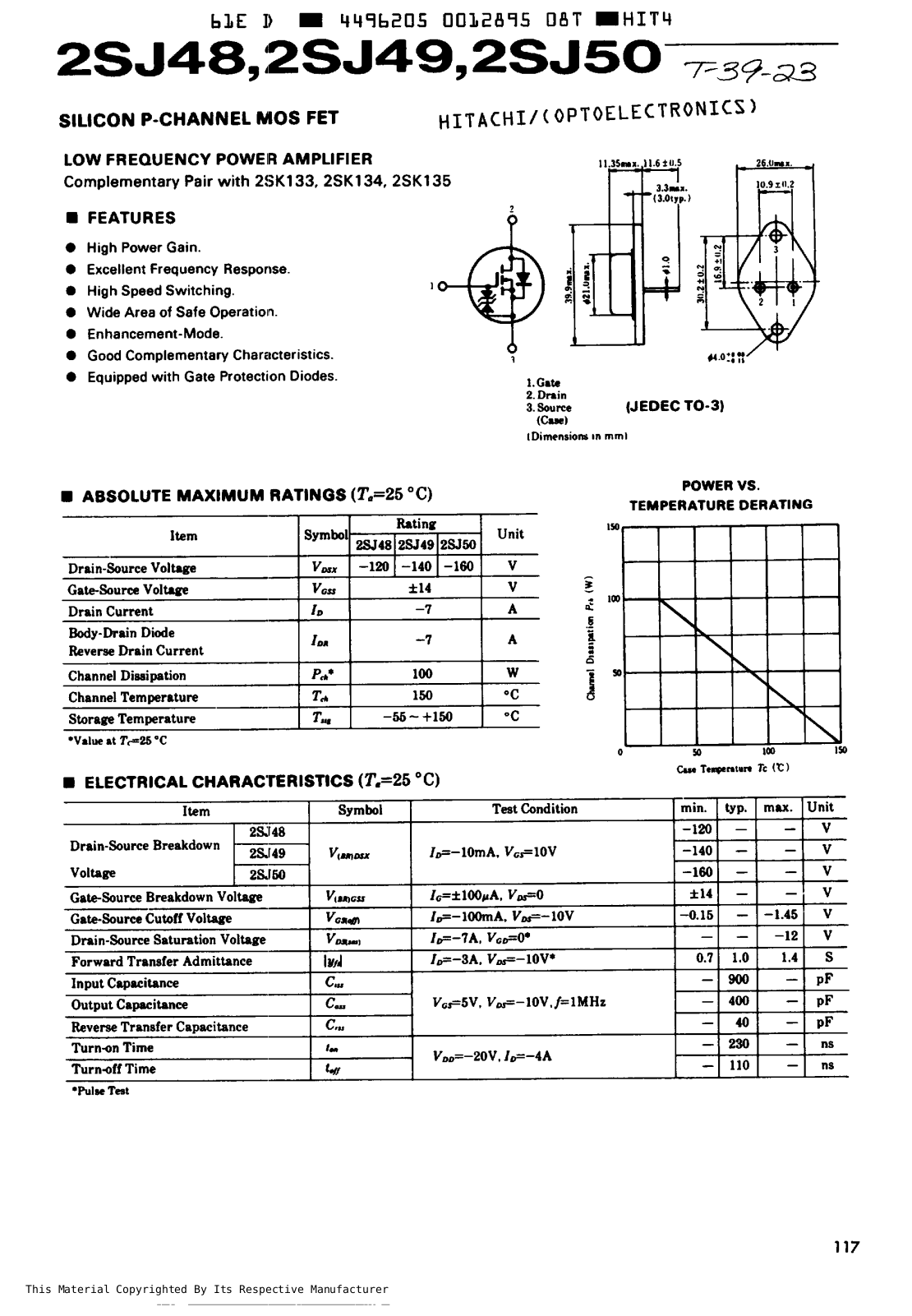 HIT 2SJ50, 2SJ49, 2SJ48 Datasheet