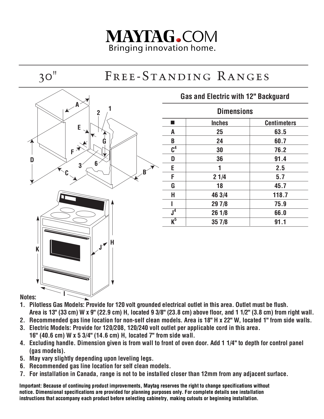 Maytag MGR5729ADW, MGR5729ADT, MGR5729ADQ, MGR5729ADH, MGR5720BDQ Dimension Guide