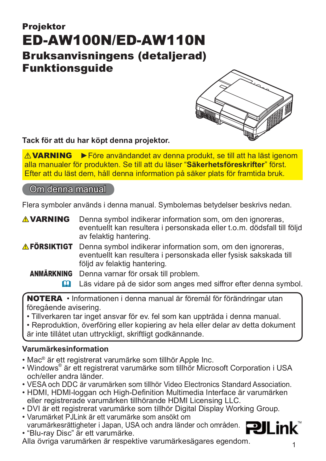 Hitachi ED-AW110, ED-AW100 User Manual