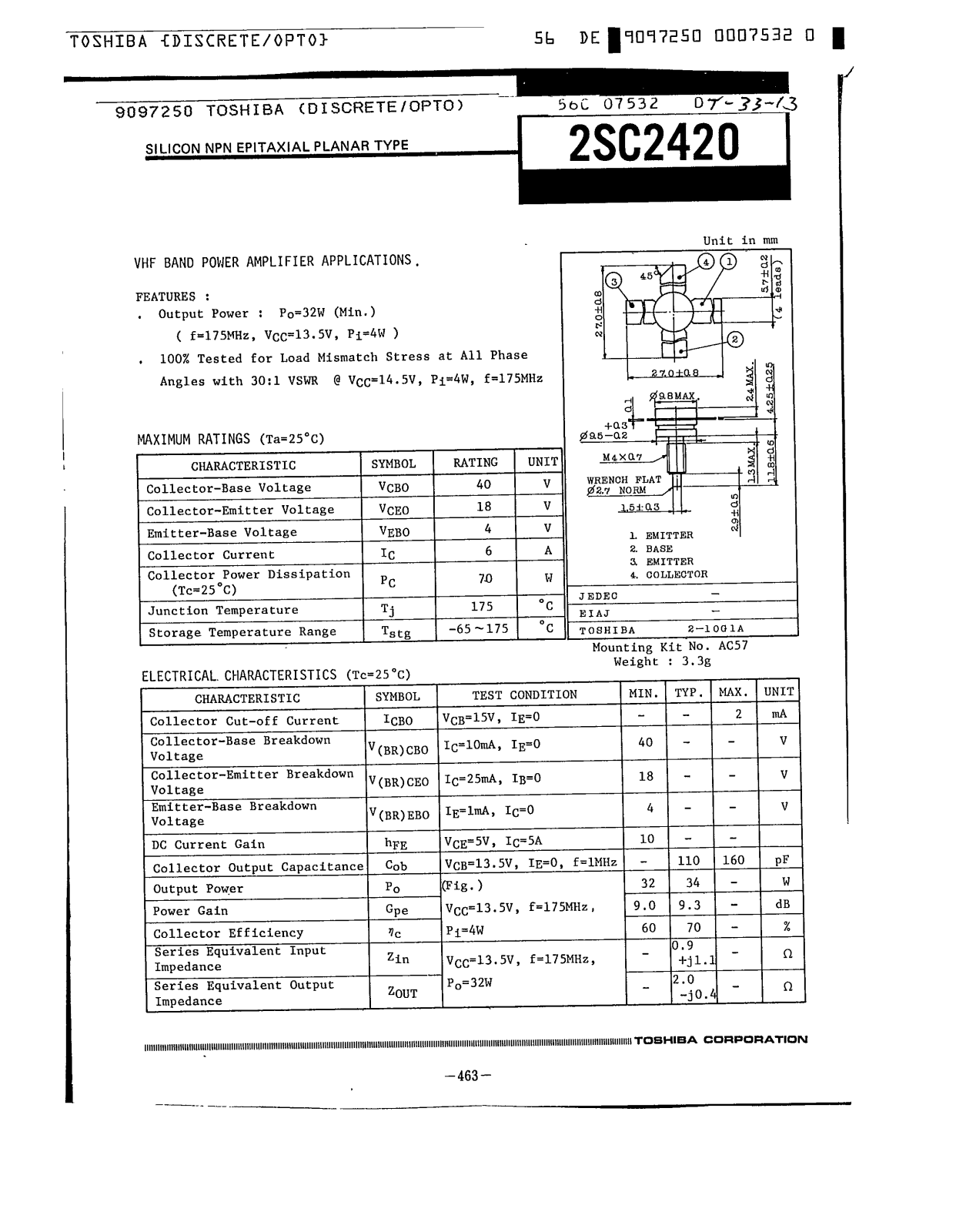 Toshiba 2SC2420 Datasheet