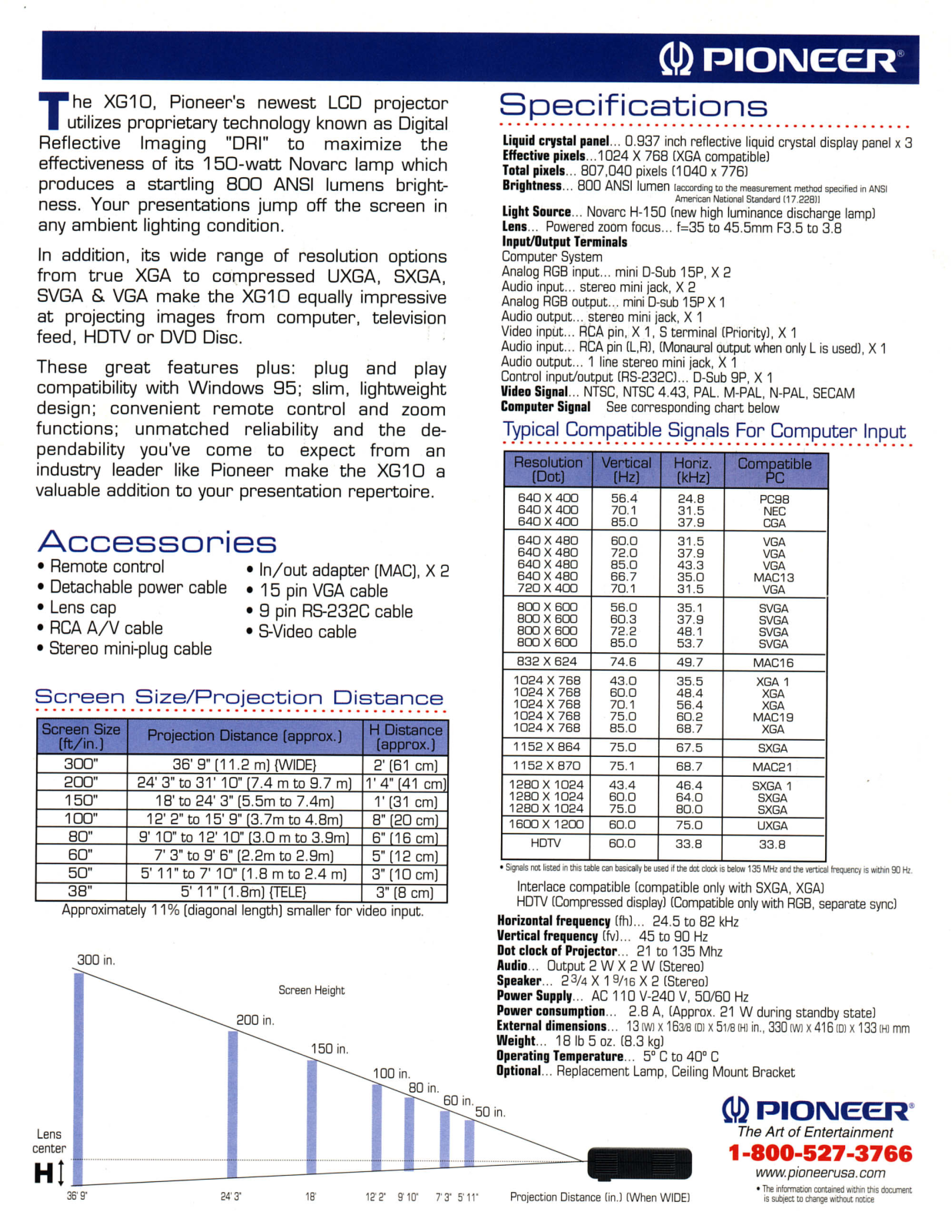 Pioneer RVD-XG10 Product Sheet