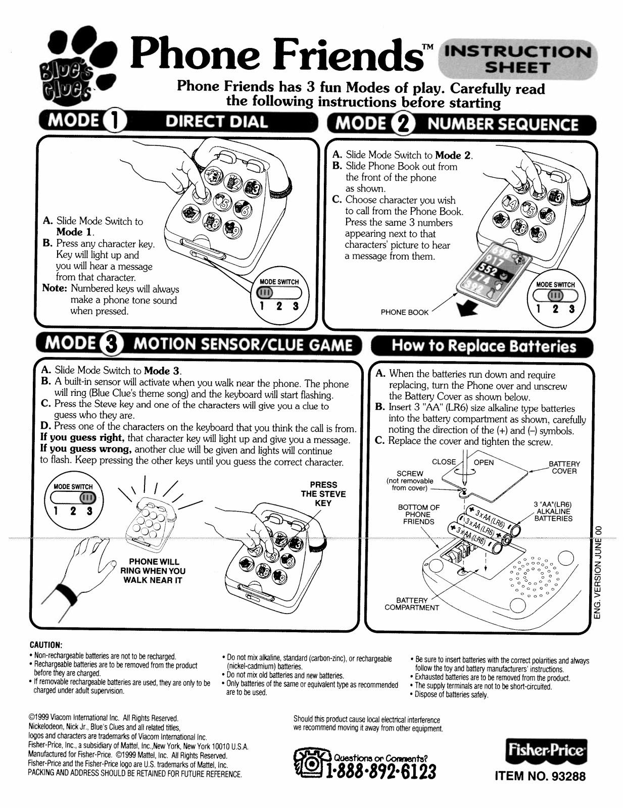 Fisher-Price 93288 Instruction Sheet