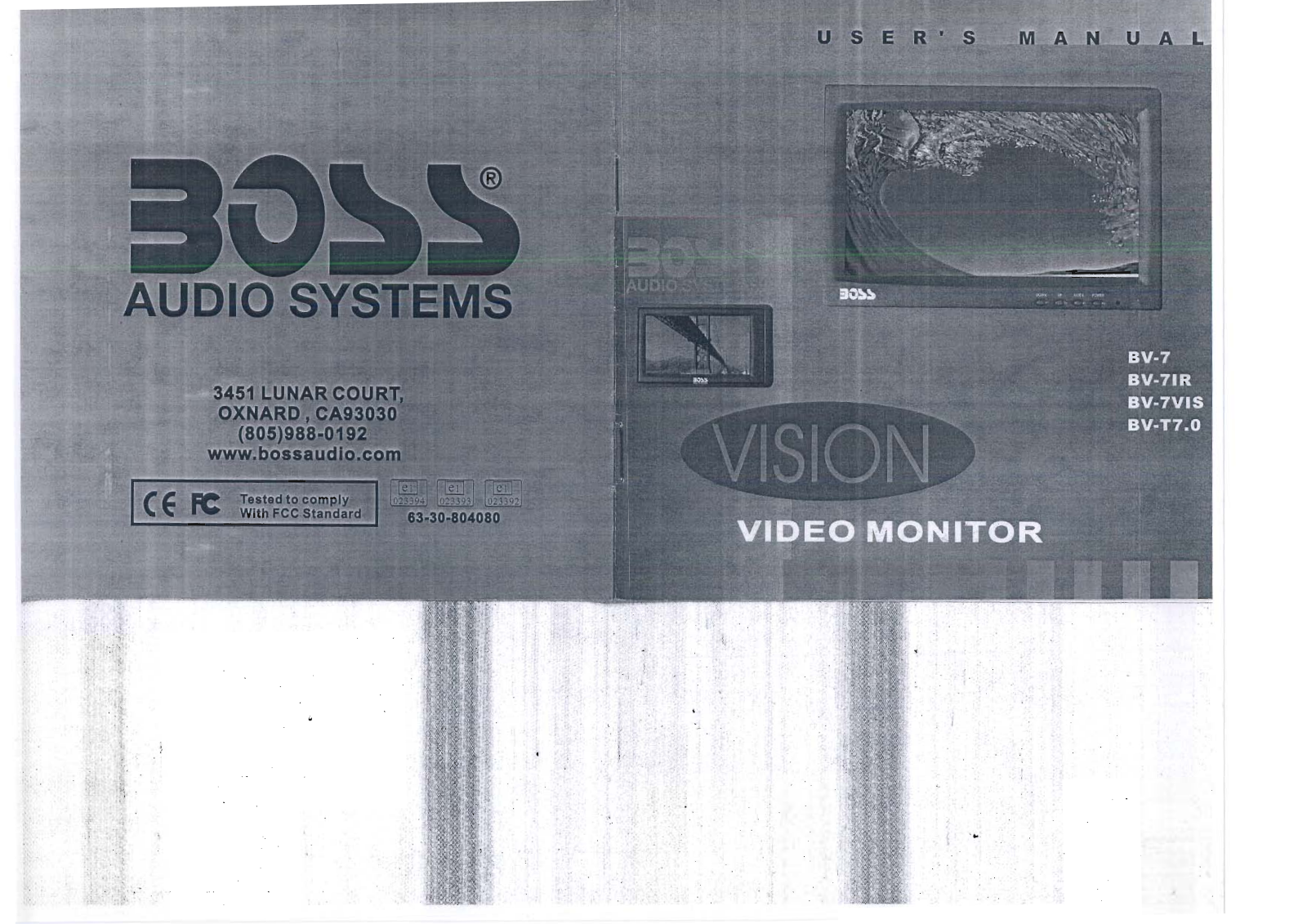 Boss Audio BV-7, BV-7IR, BV-7VIS, BV-T7.0 Owner Manual