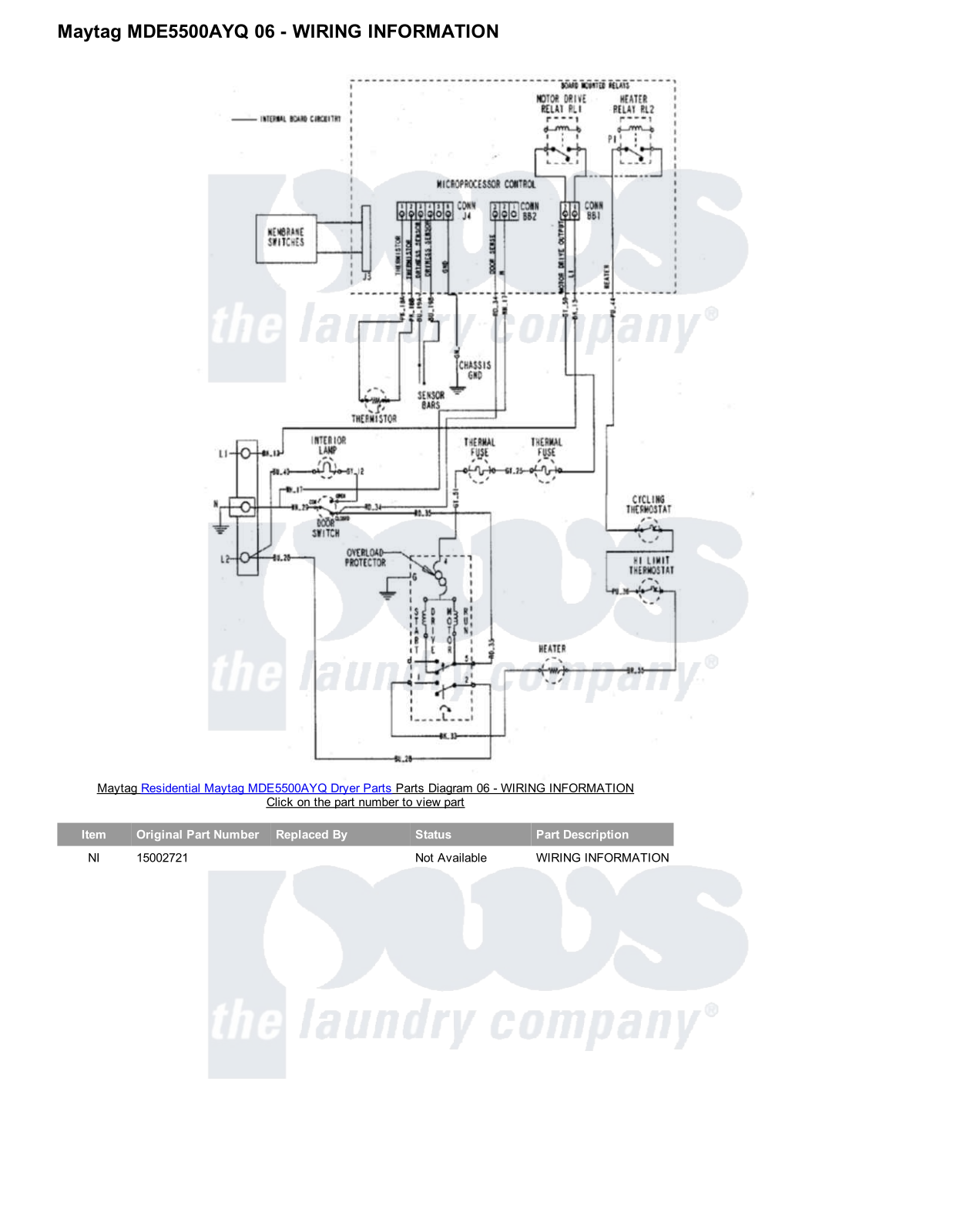 Maytag MDE5500AYQ Parts Diagram