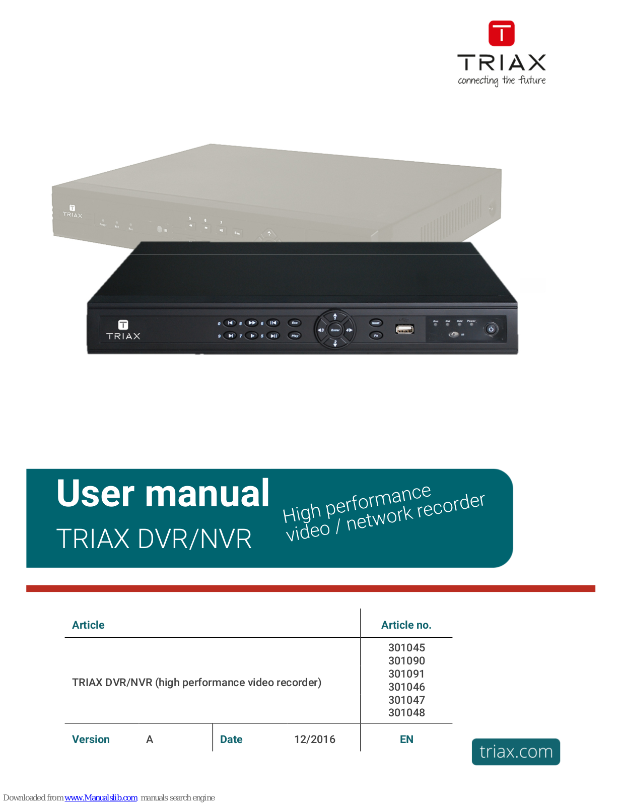 Triax DVR, NVR User Manual