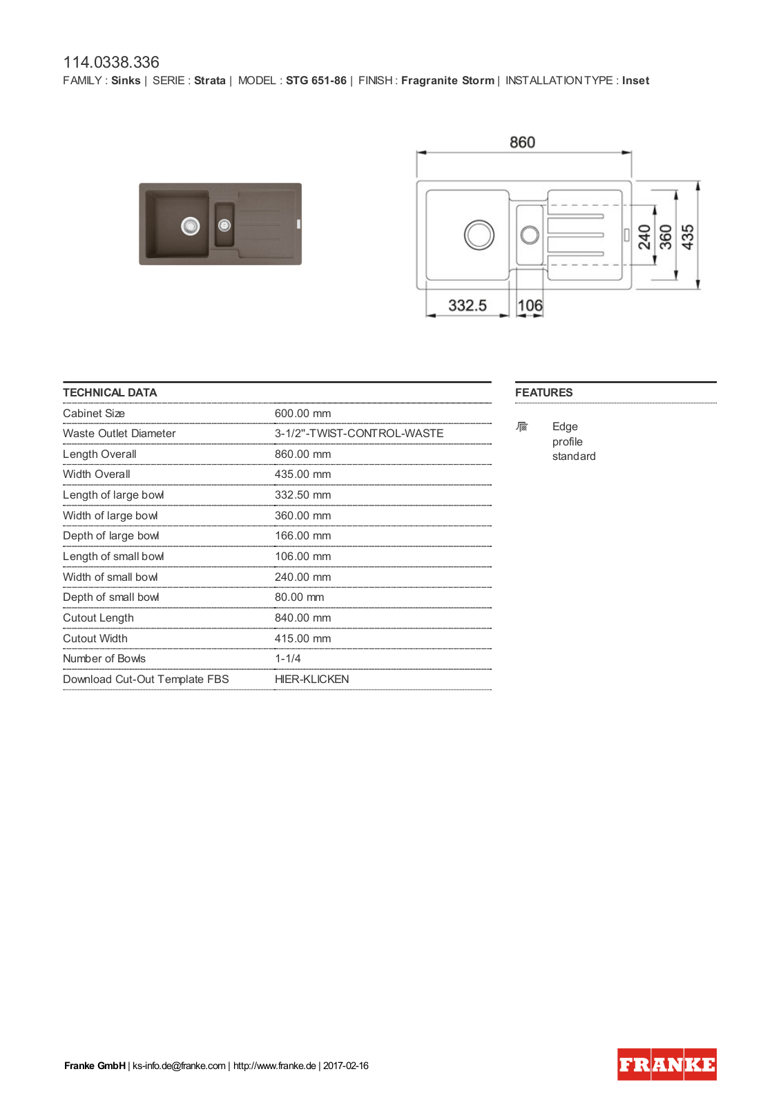 Franke 114.0338.336 Service Manual