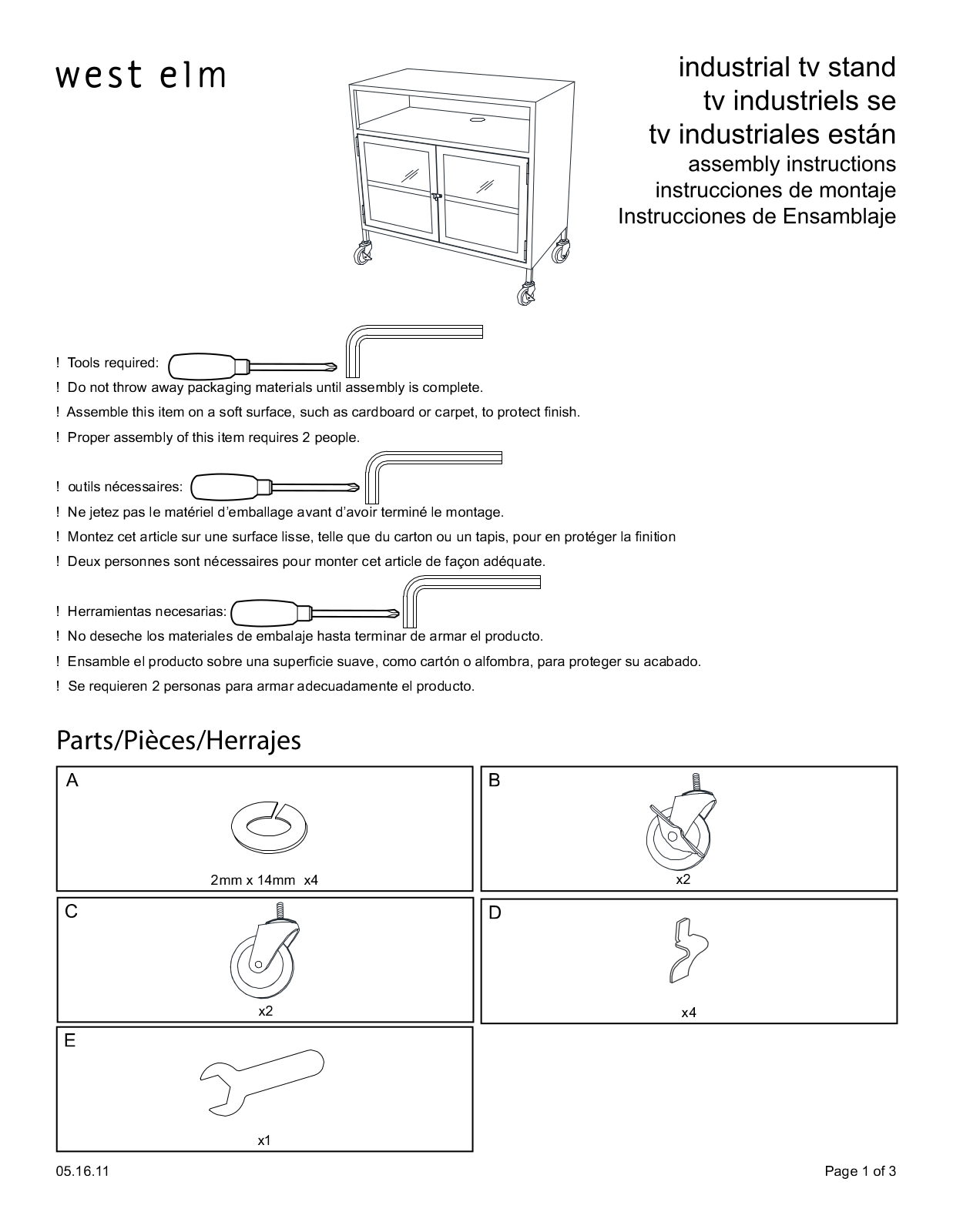 West Elm Industrial TV Stand, Industrial Metal TV Cart Assembly Instruction