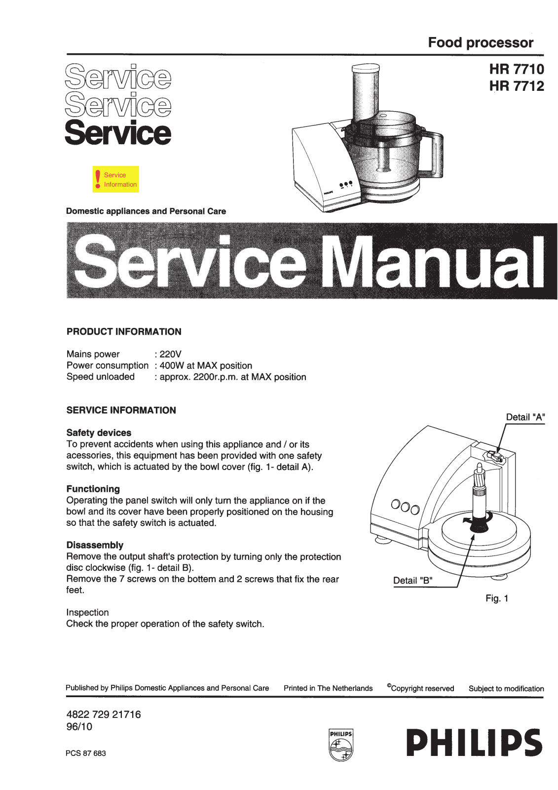 Philips HR7710 Service Manual