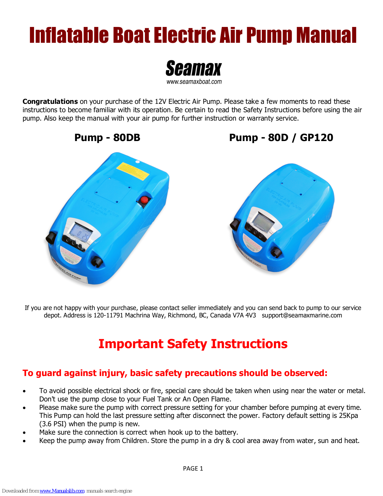 Seamax 80DB, 80D/GP120 User Manual - ManualMachine.com
