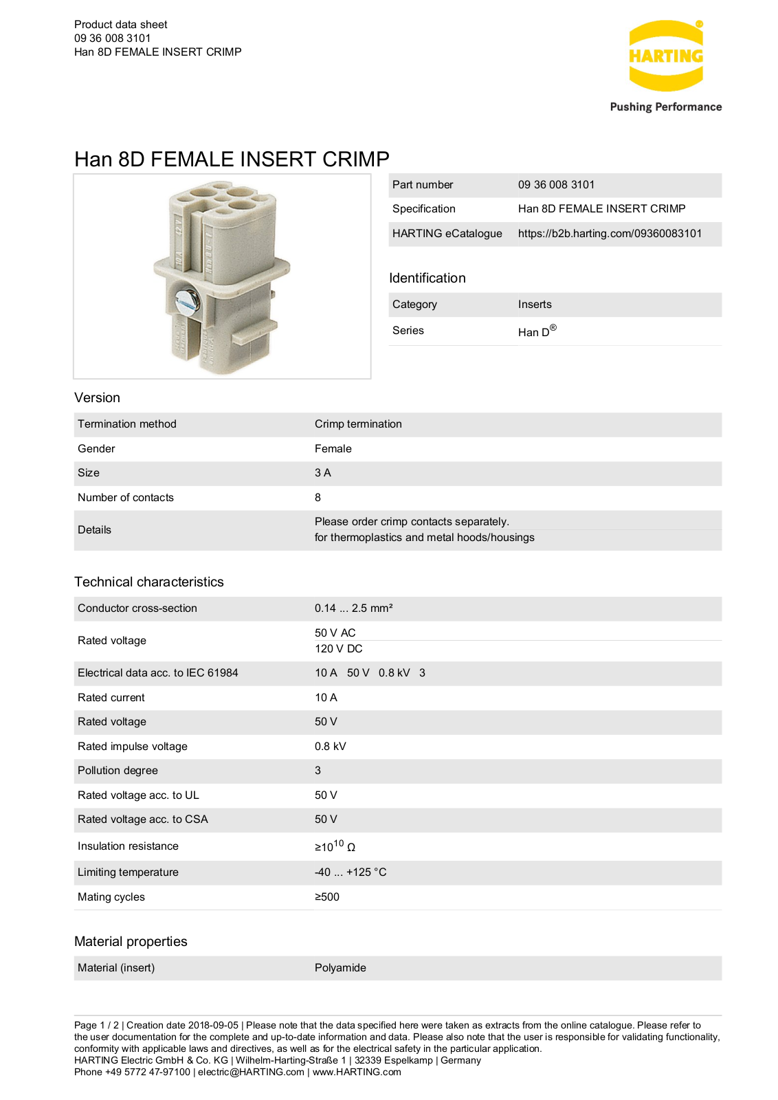 HARTING 09360083101 Datasheet - ManualMachine.com