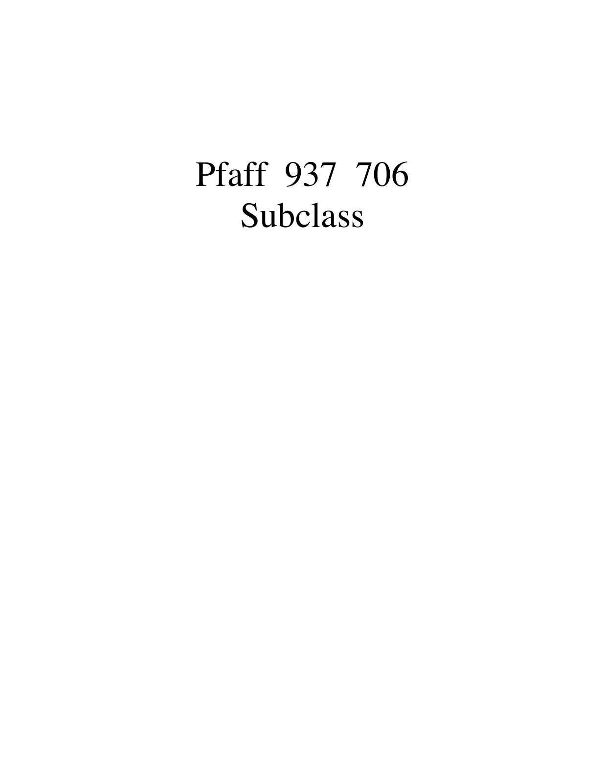 PFAFF 937 706 Parts List