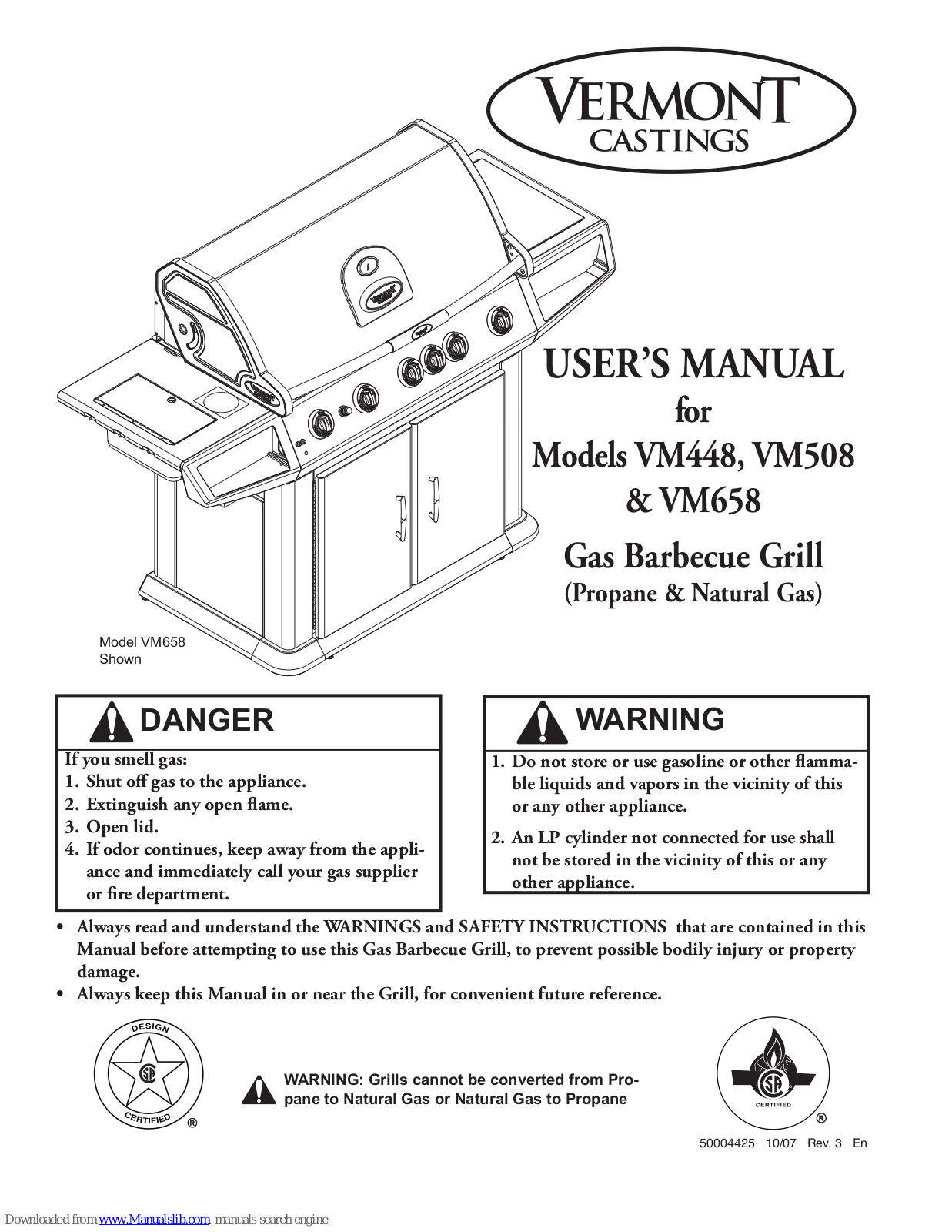 Vermont Castings VM448, VM508, VM658 User Manual