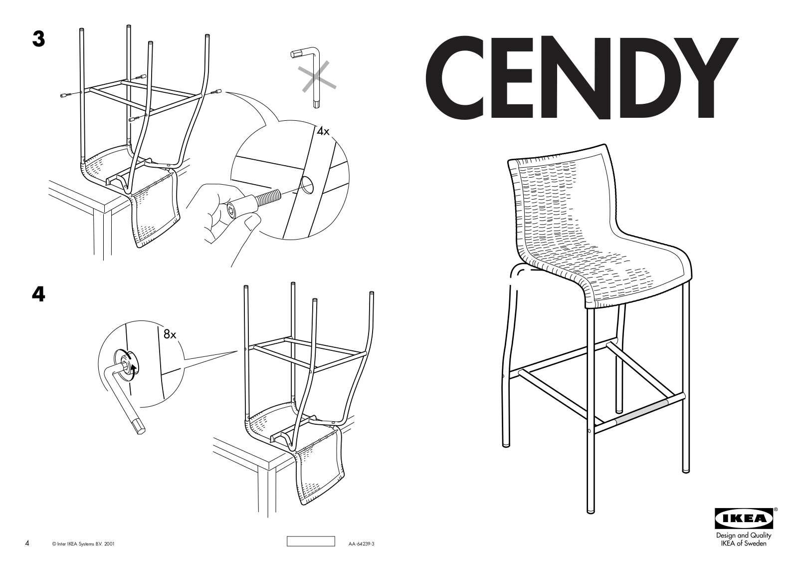 IKEA CENDY BAR STOOL-BACKRST Assembly Instruction