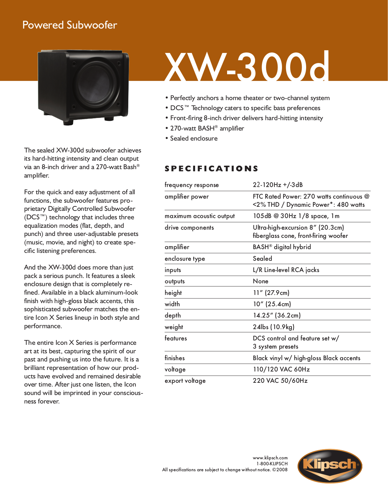 Klipsch XW-300d User Manual