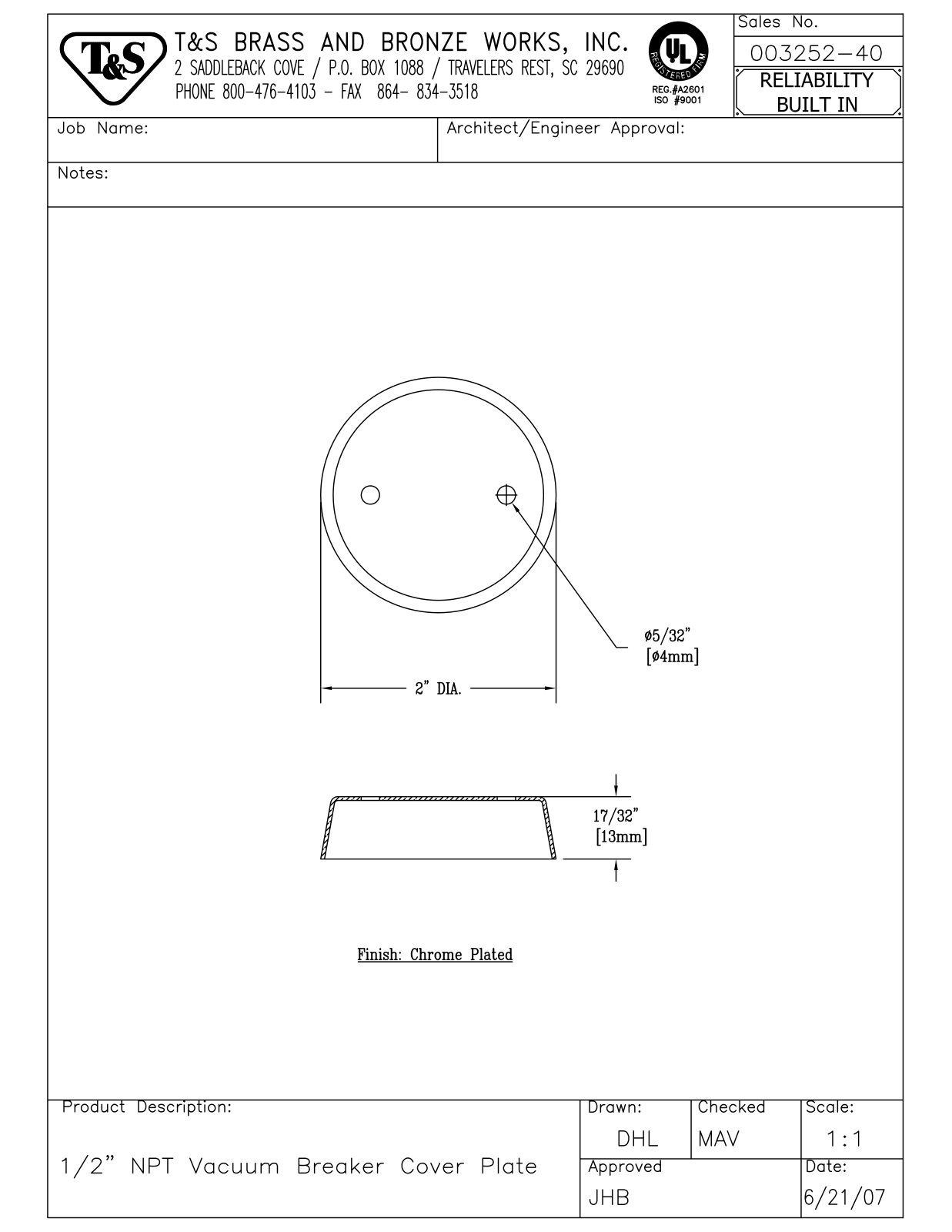 T&S Brass 003252-40 User Manual