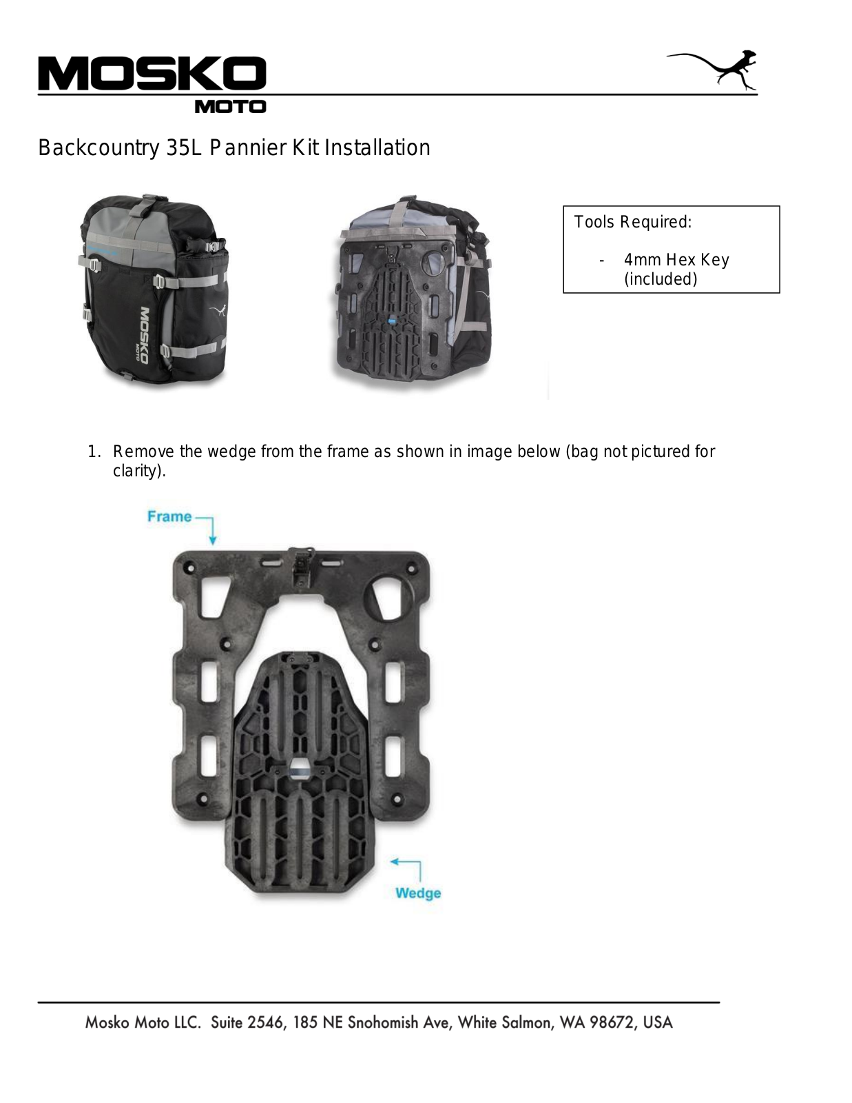 MOSKO MOTO Backcountry 35L Installation Manual