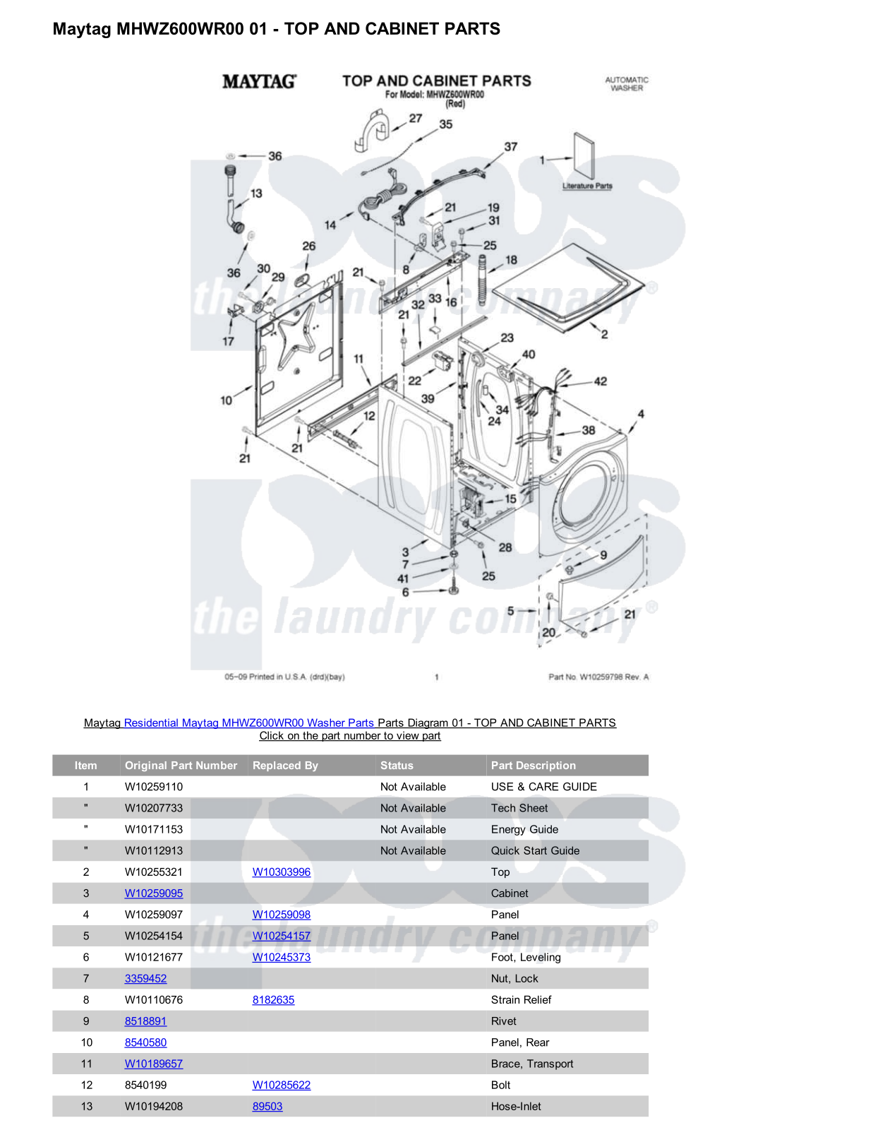 Maytag MHWZ600WR00 Parts Diagram