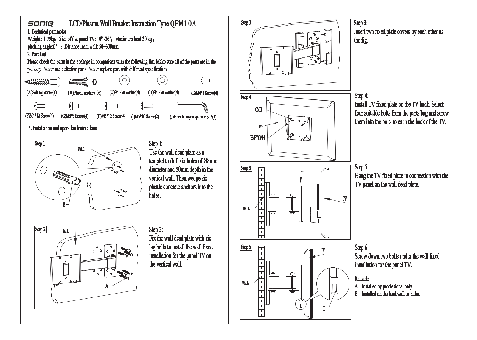 SONIQ QFM10A Instruction Manual