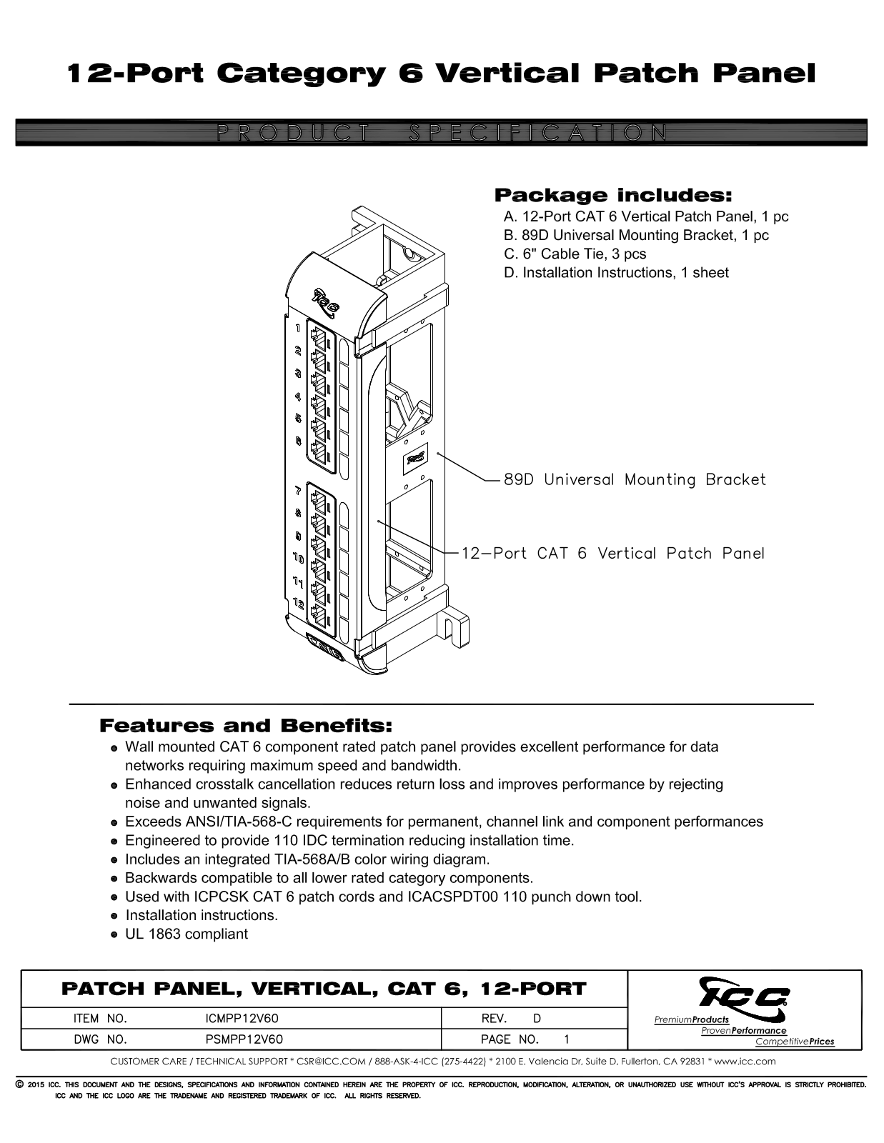 ICC ICMPP12V60 Specsheet