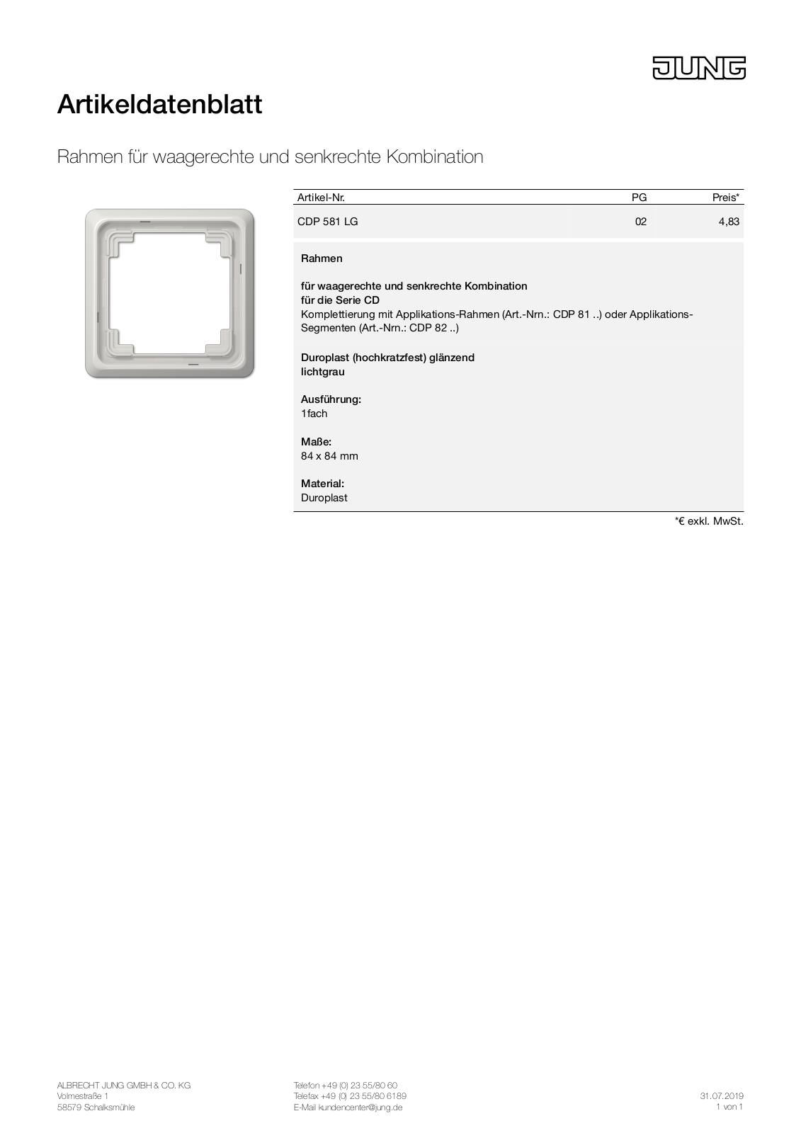 Jung CDP 581 LG User Manual