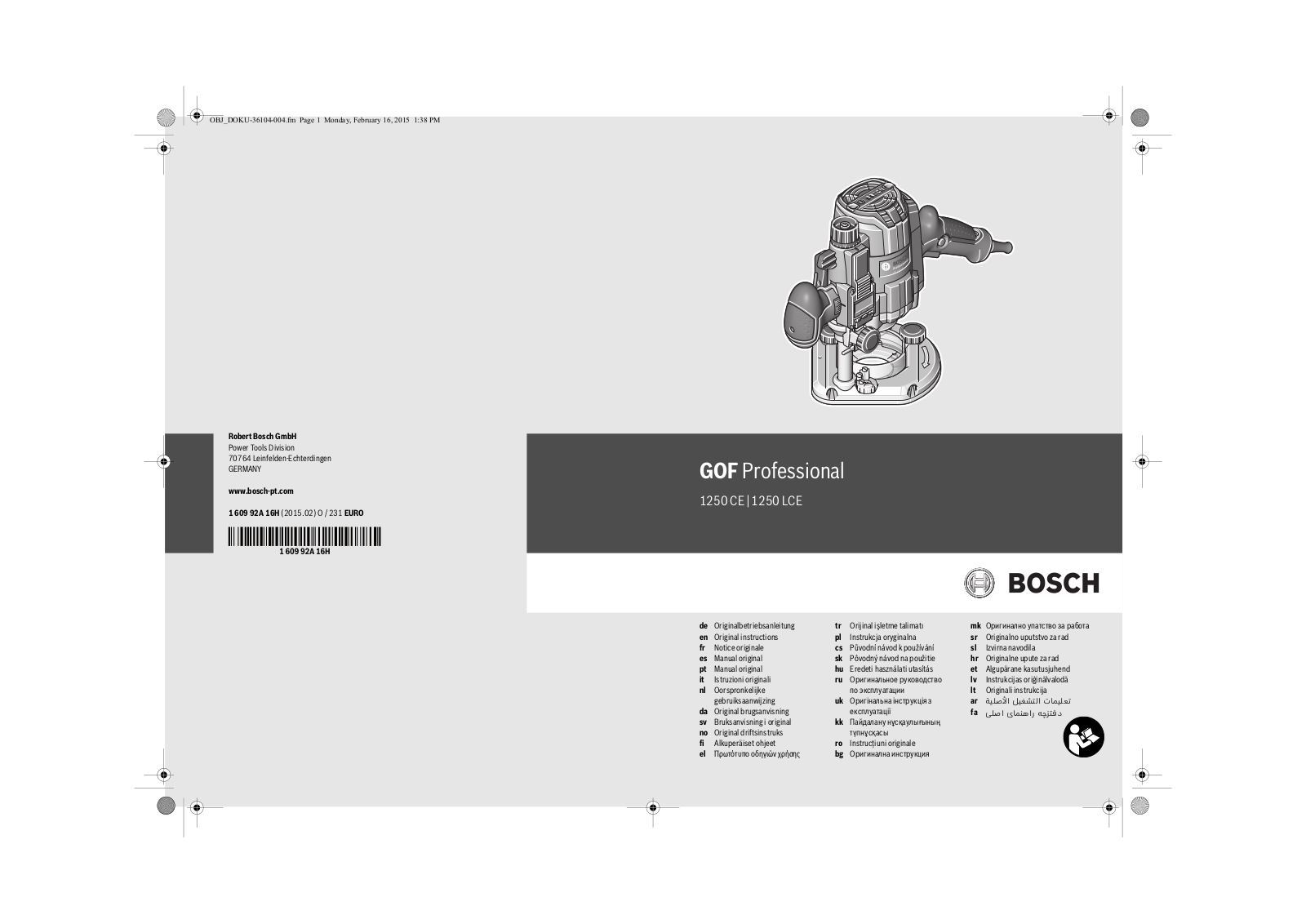 Bosch GOF 1250 CE Professional, GOF 1250 LCE Professional User guide