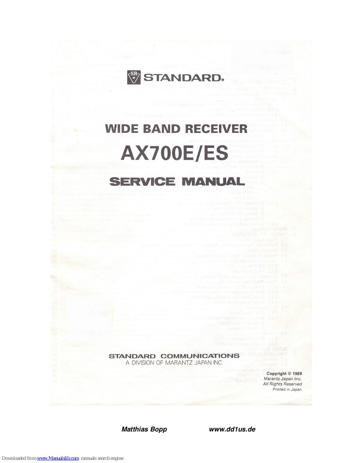 Standard AX700E, AX700ES Service Manual