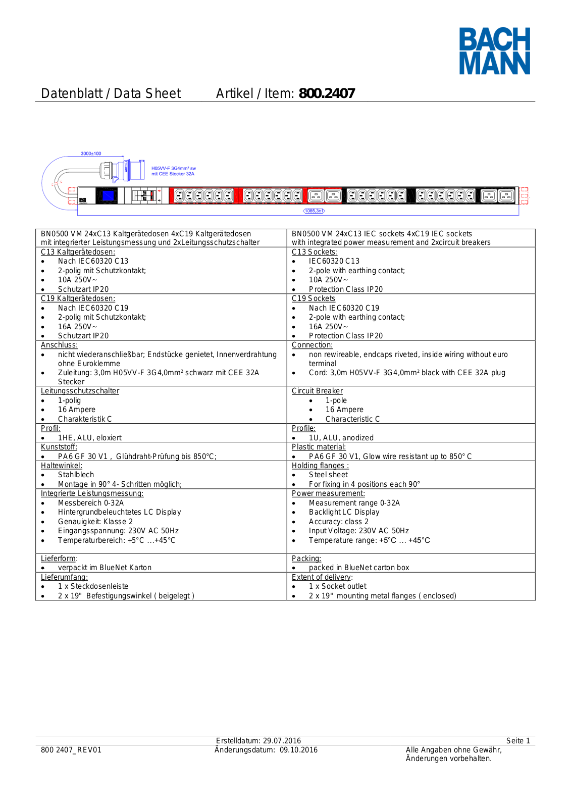 Bachmann 800.2407 User Manual