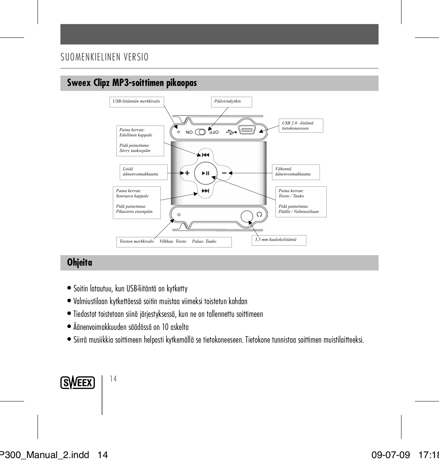 Sweex MP302, CLIPZ MP3, MP303, MP312, MP304 QUICK START GUIDE