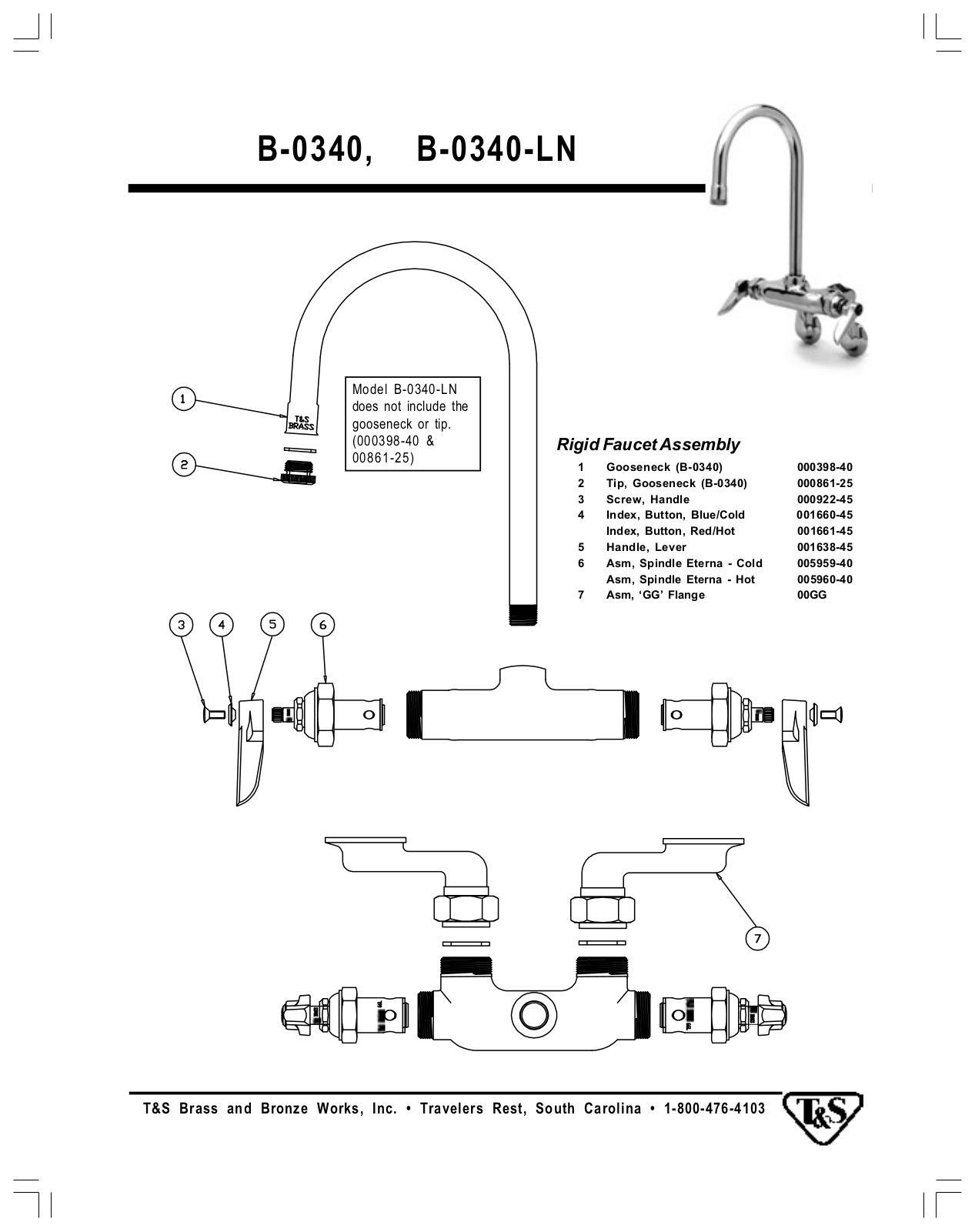 T & S Brass & Bronze Works B-0340 Part Manual