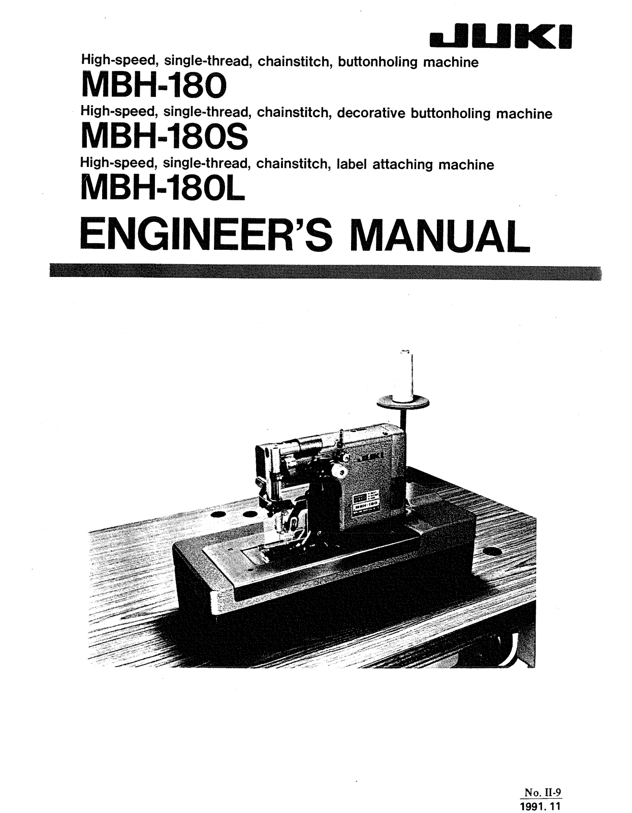 JUKI MBH-180, MBH-180S, MBH-180L Engineer's Manual