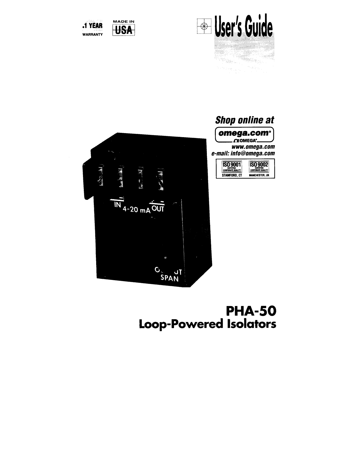 Omega PHA-50 User guide - ManualMachine.com