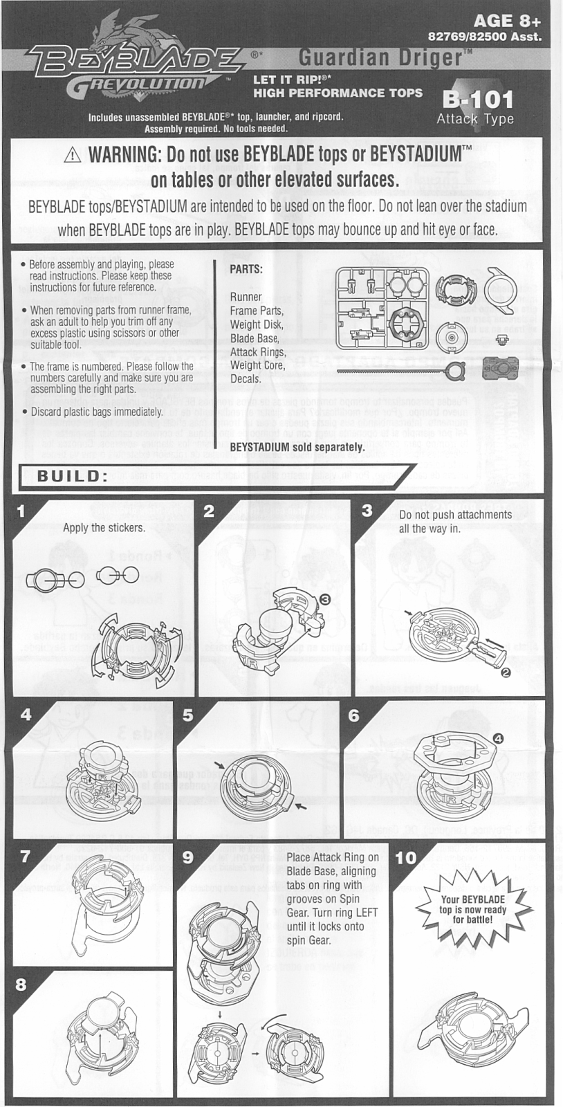 HASBRO Beyblade Grevolution Guardian Driger B101 User Manual