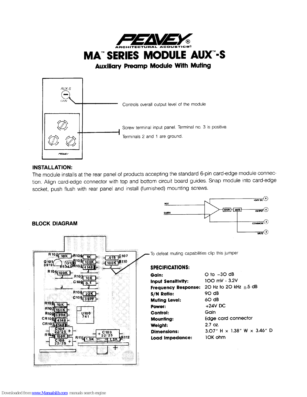 Peavey AUX-5, AUX-S User Manual