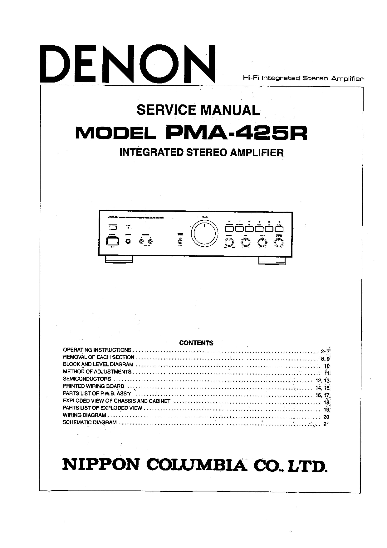 Denon PMA-425R Service Manual
