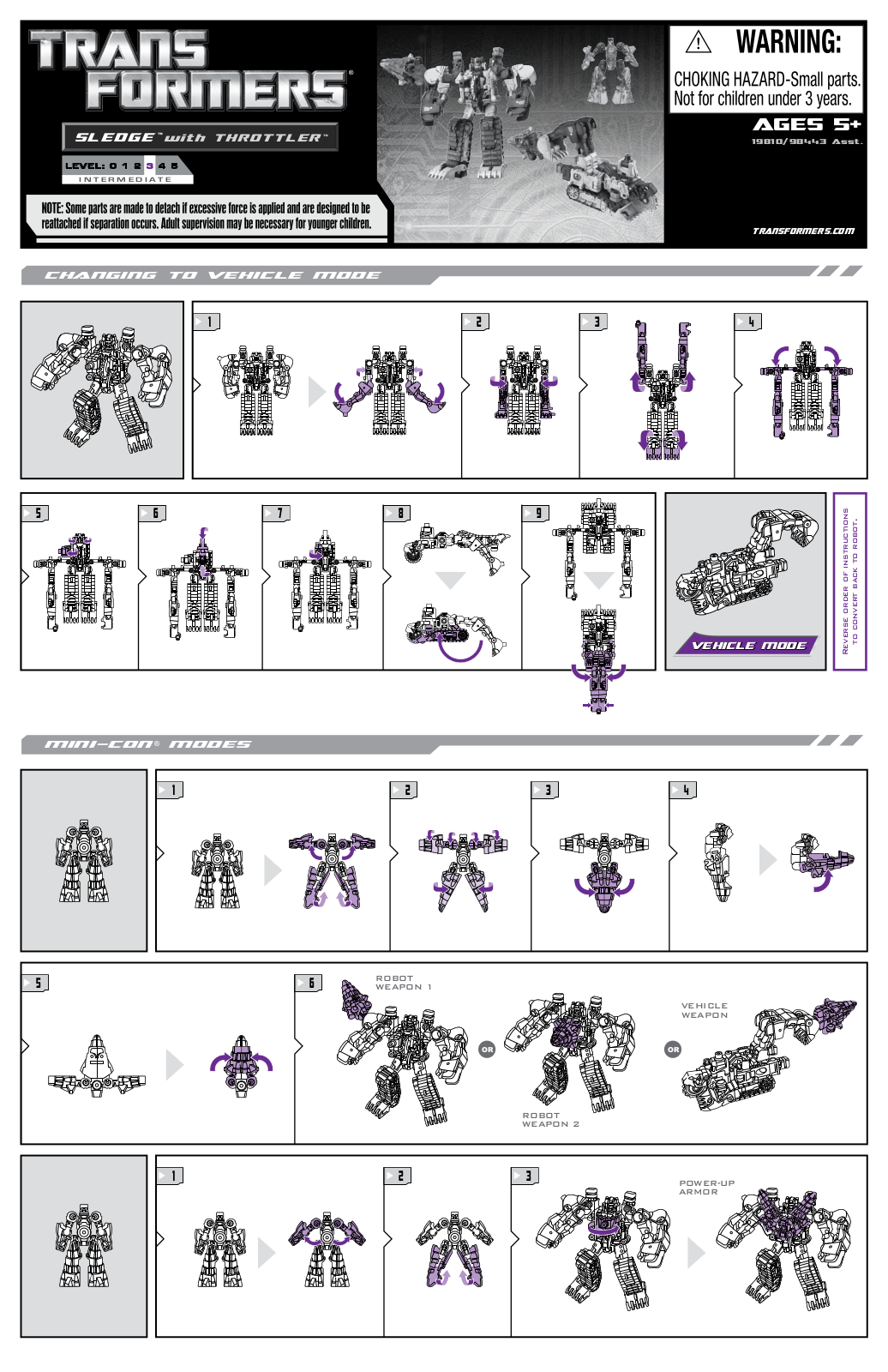 HASBRO Transformers Sledge with Throttler User Manual