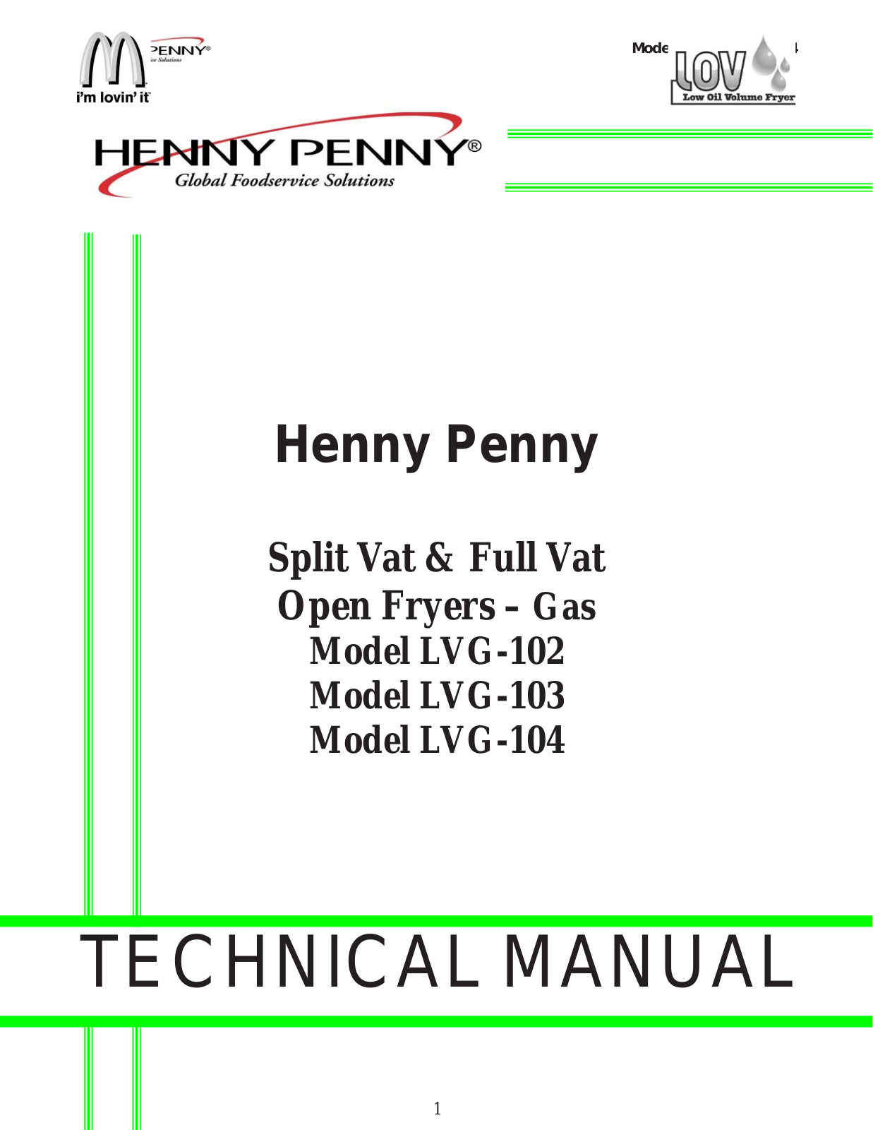 Henny Penny LVG-103 Service Manual