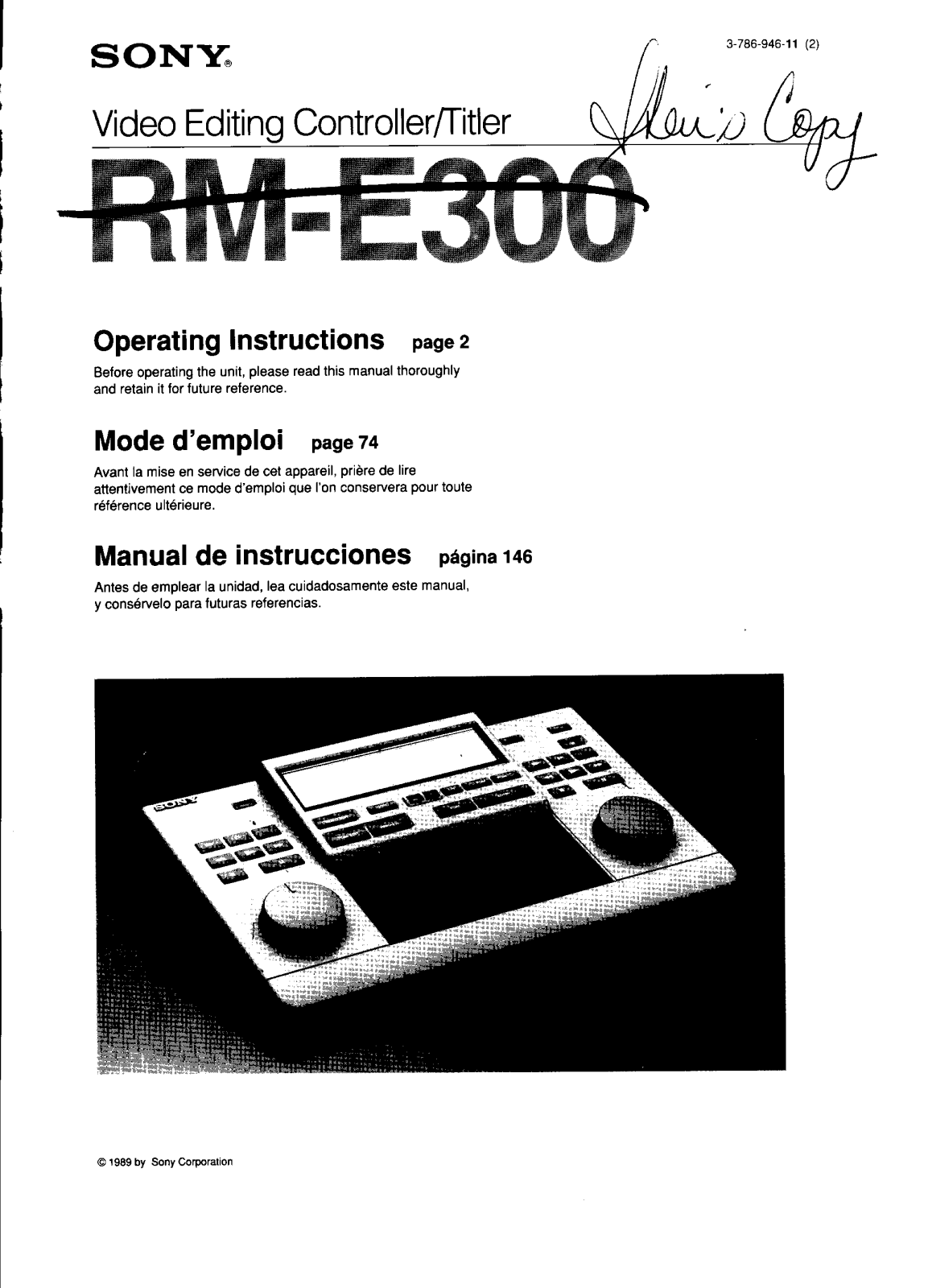 Sony RM-E300 Operating Manual
