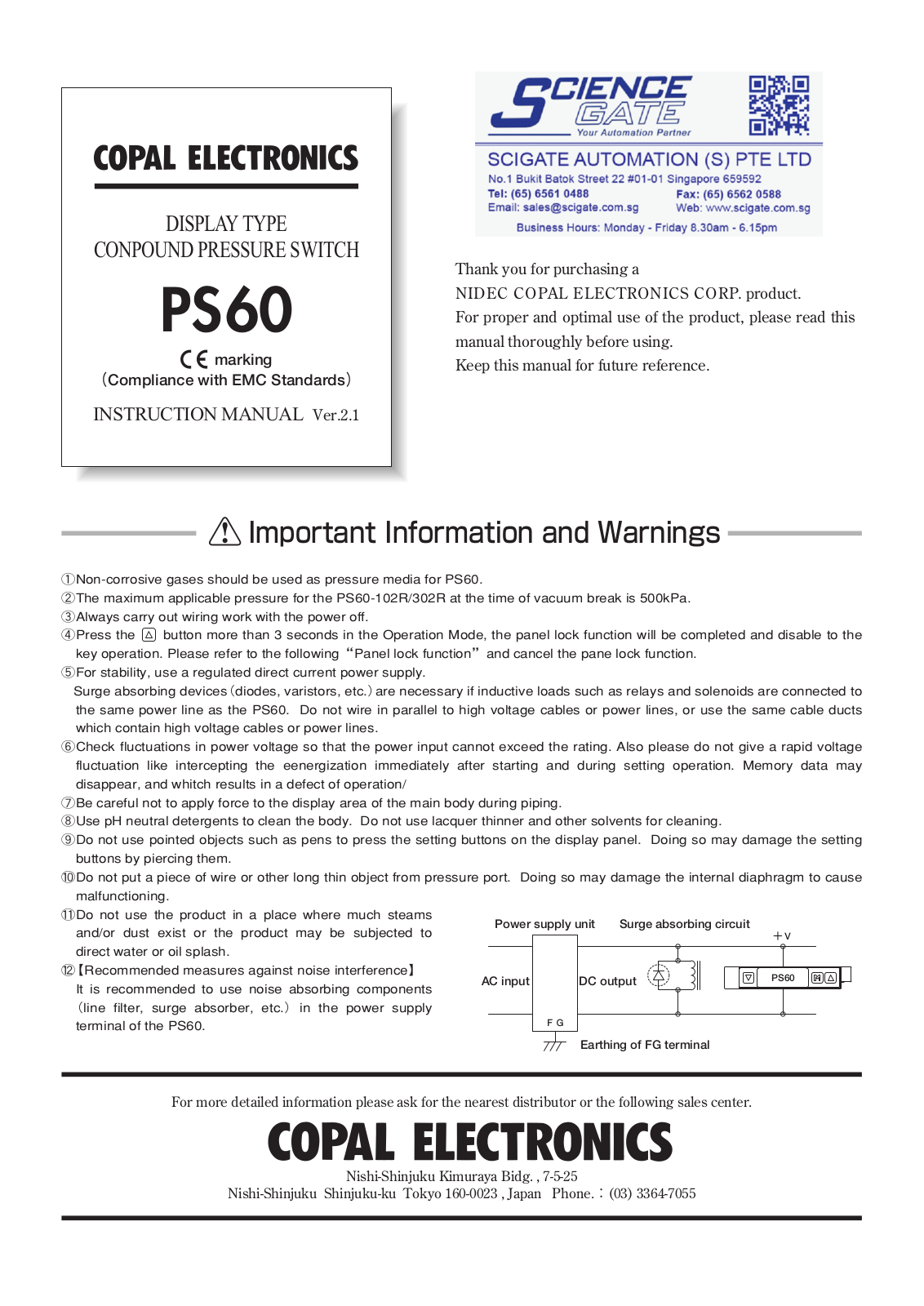 Copal PS60 Instruction Manual