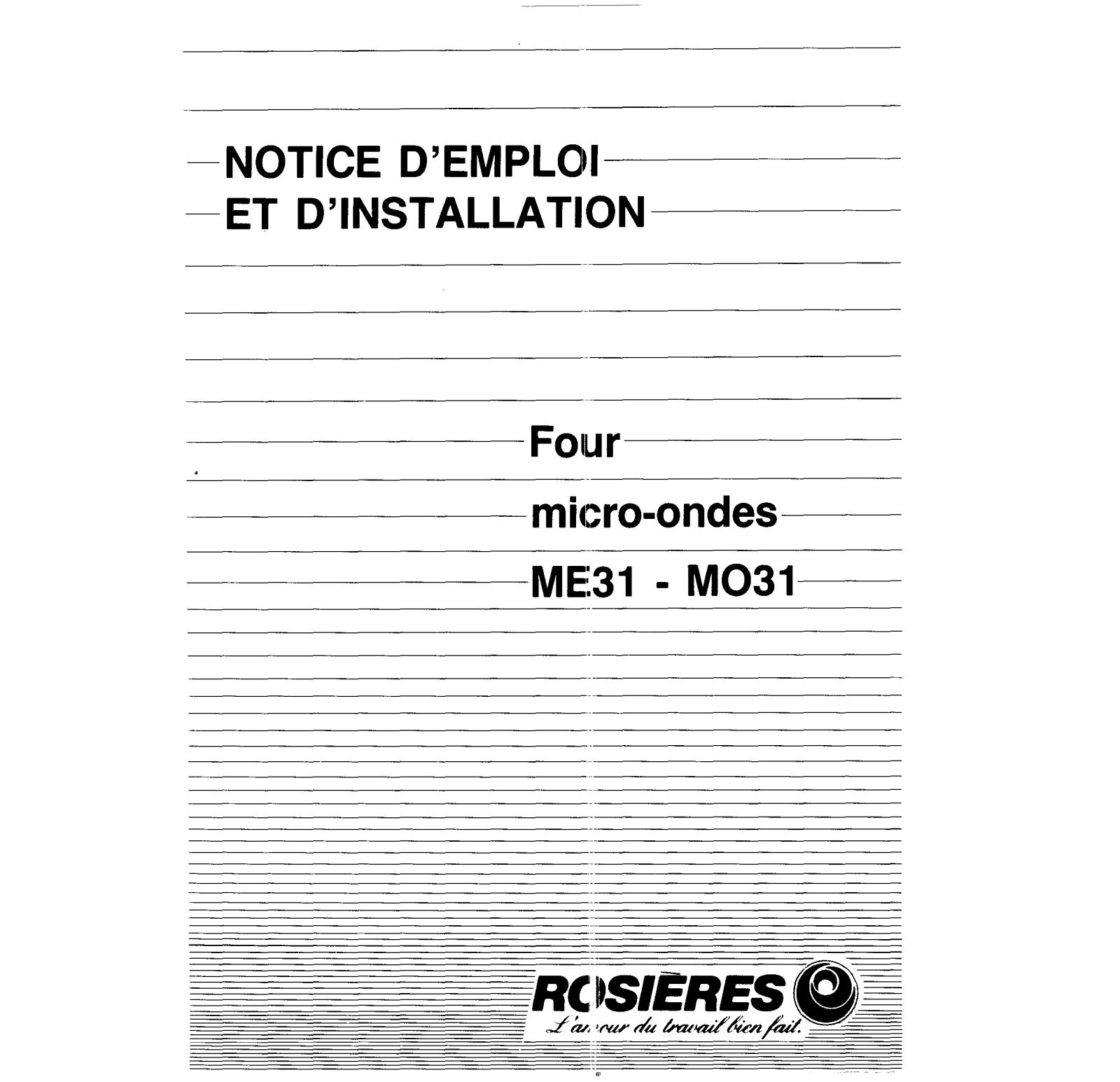 Rosieres MO 31, ME 31 User Manual