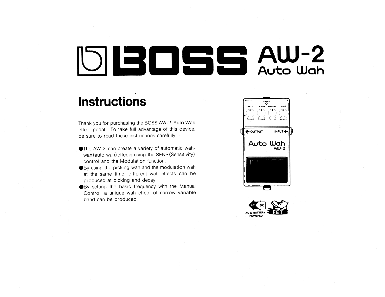 Roland Corporation AW-2 Owner's Manual