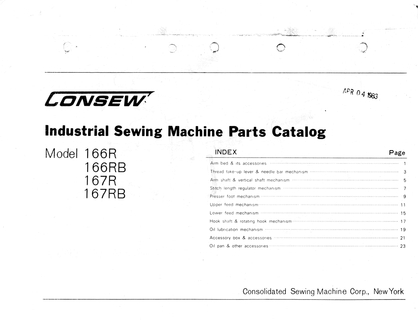 Consew 166R, 166RB, 167R, 167RB User Manual