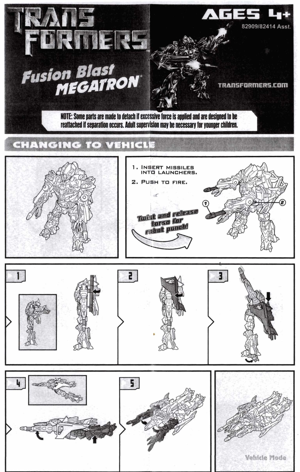 HASBRO Transformers Movie Megatron Fusion Blast User Manual