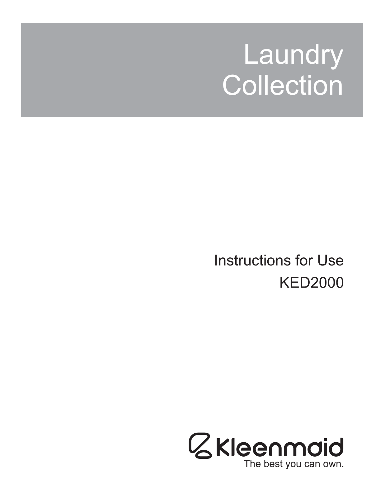 Kleenmaid KED2000 User Manual