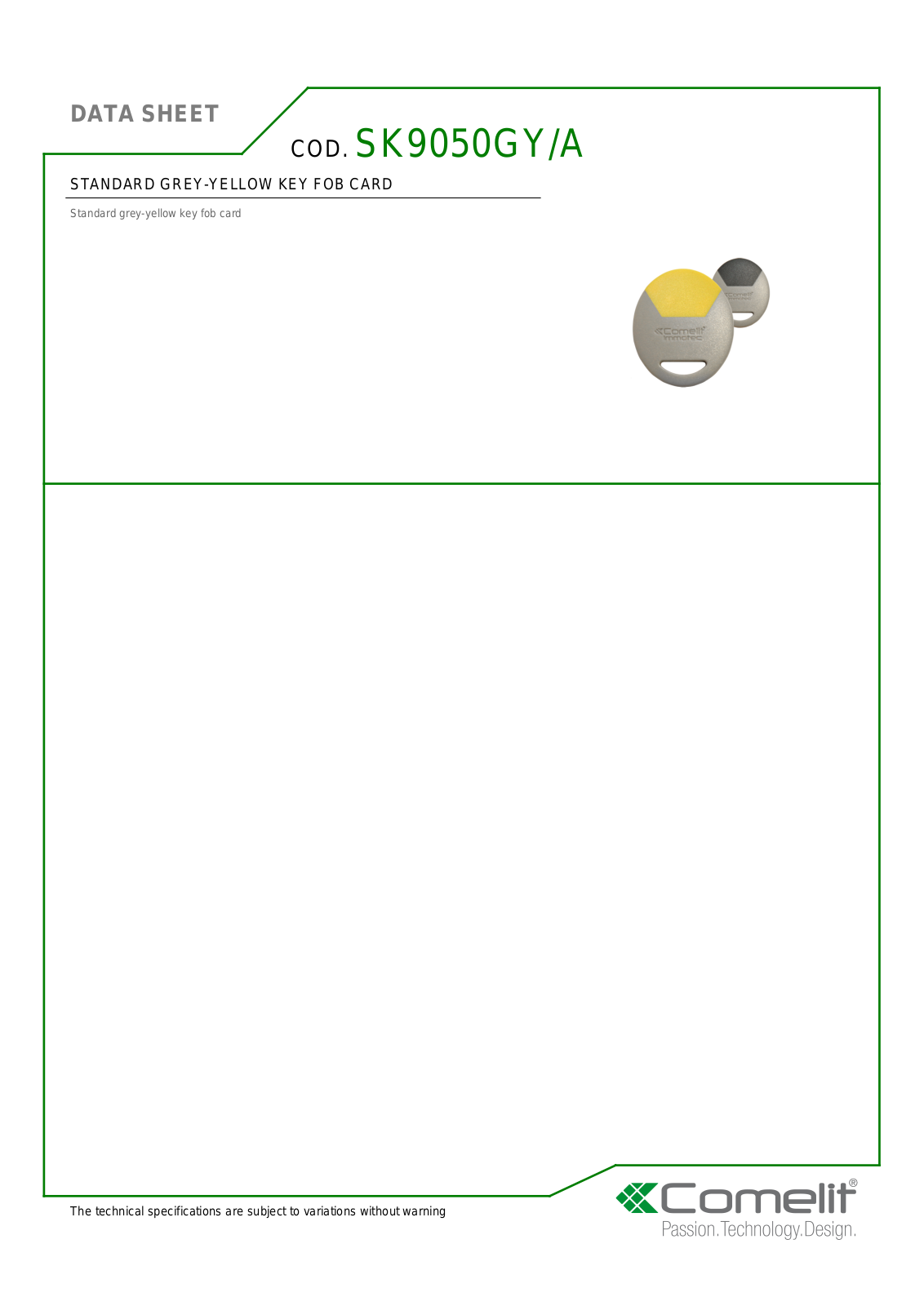 Comelit SK9050GY-A Specsheet