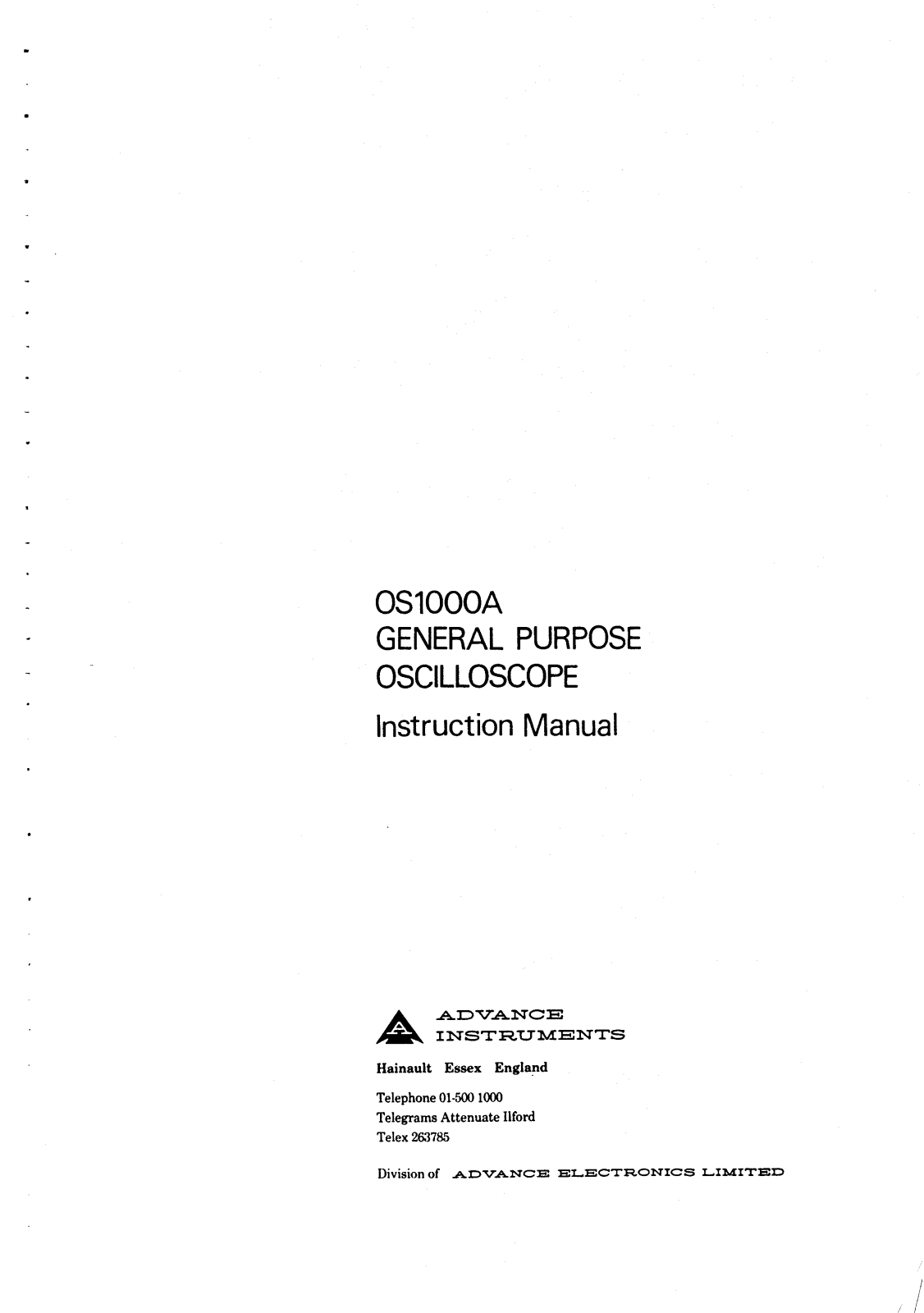 Advance Instruments OS1000A Service Manual